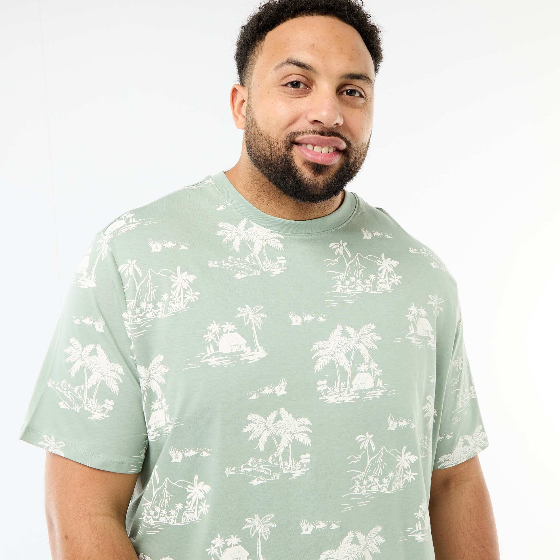 Printed Short-Sleeve Crew Neck T-Shirt GREEN