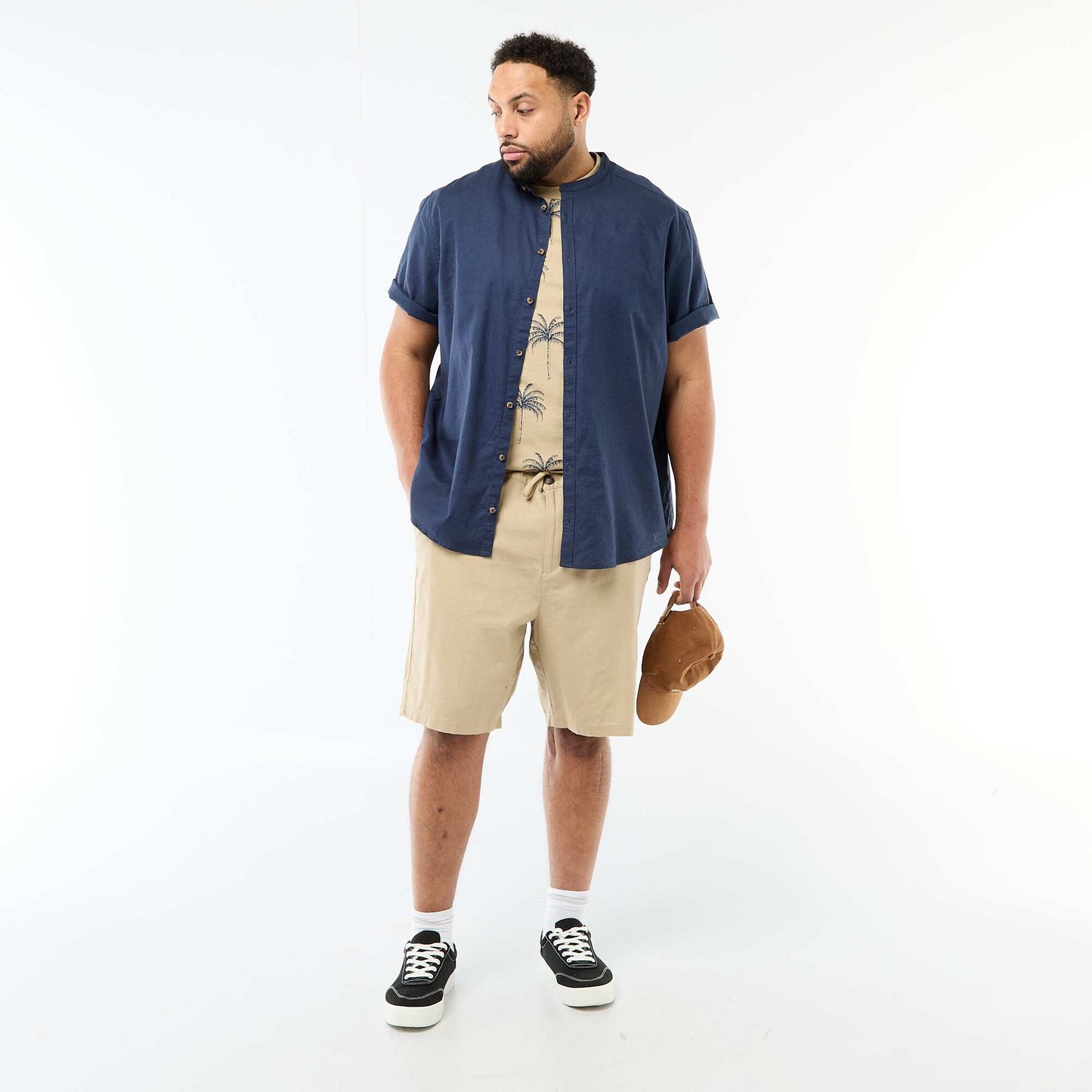 Printed Short-Sleeve Crew Neck T-Shirt BEIGE
