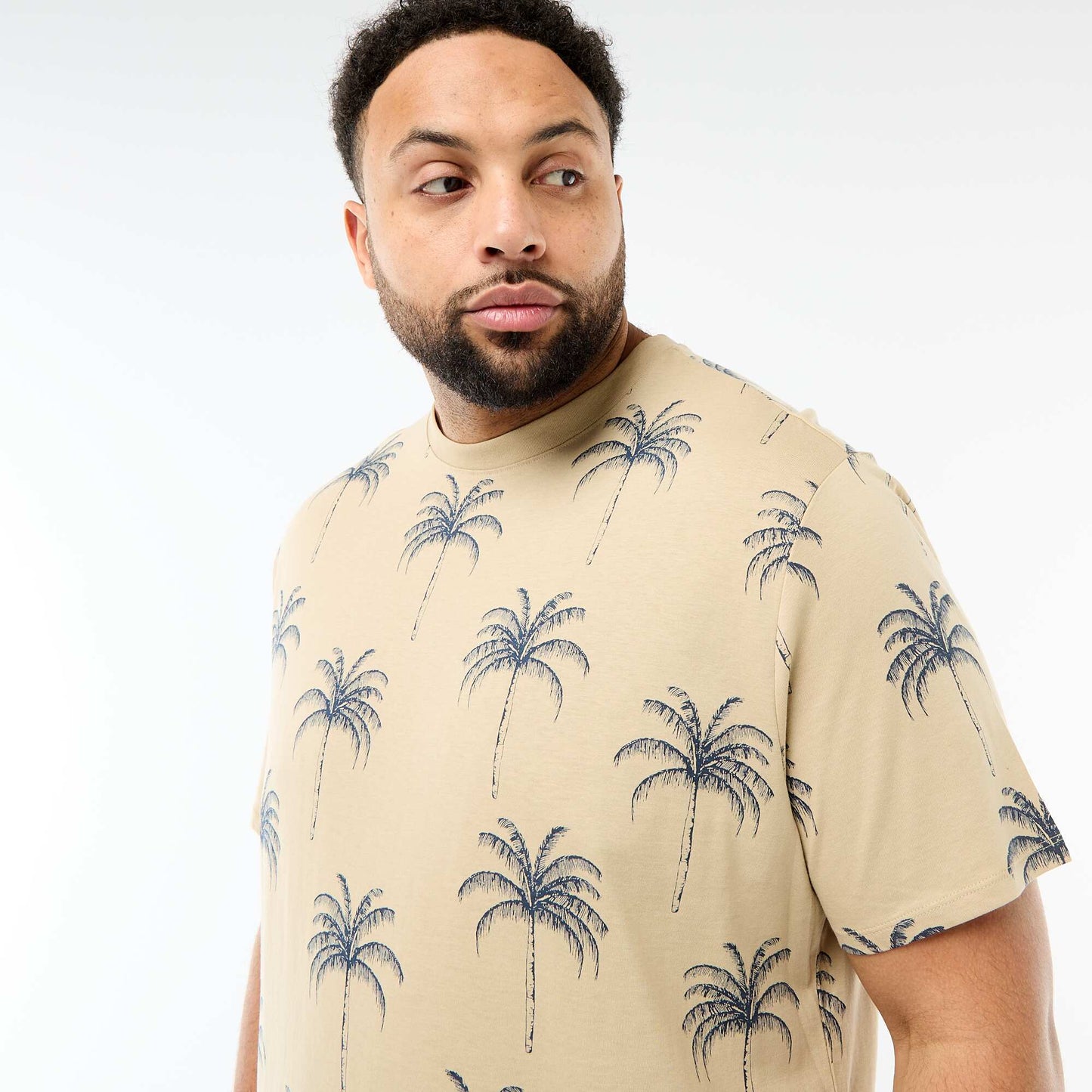 Printed Short-Sleeve Crew Neck T-Shirt BEIGE