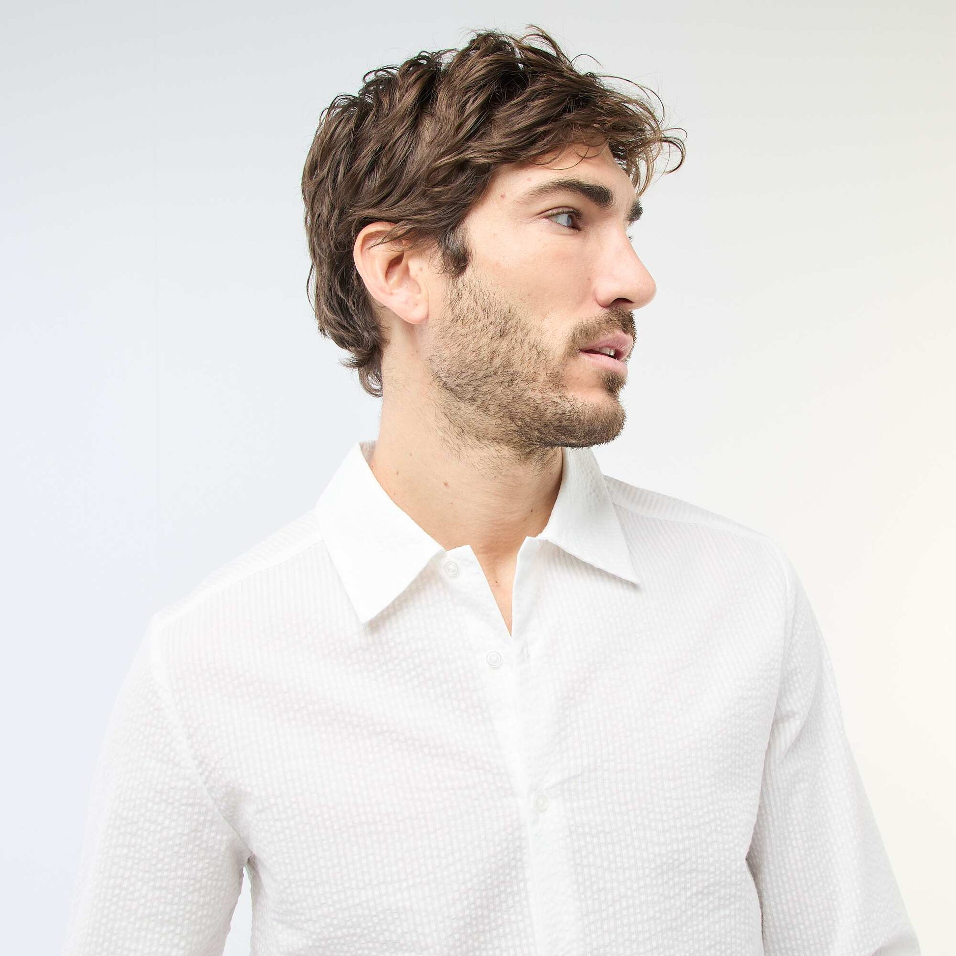 Textured Solid Shirt WHITE