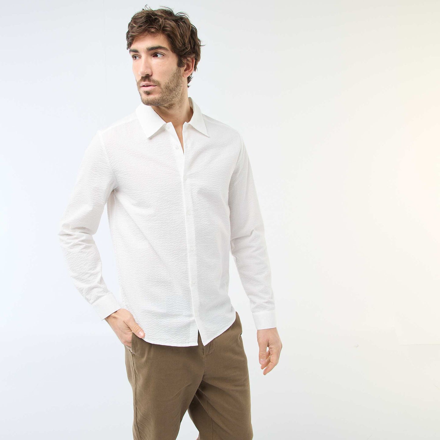Textured Solid Shirt WHITE