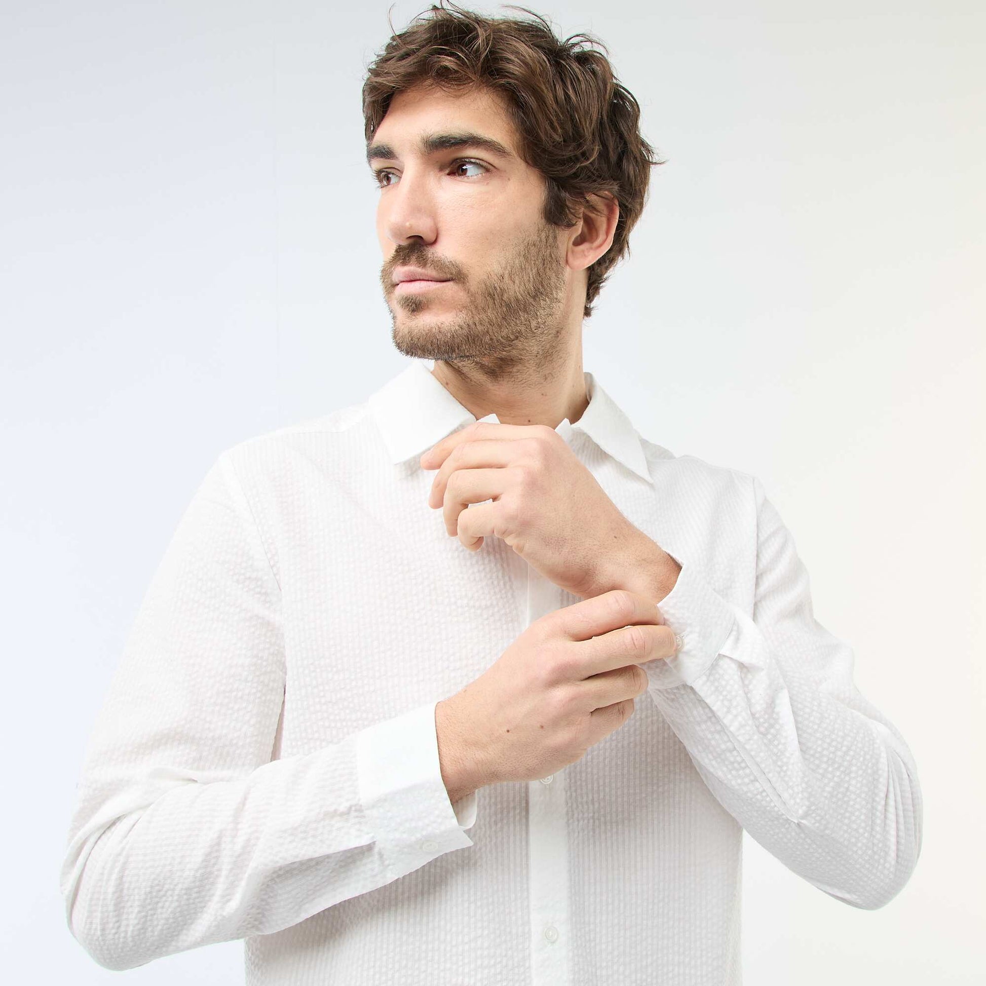 Textured Solid Shirt WHITE
