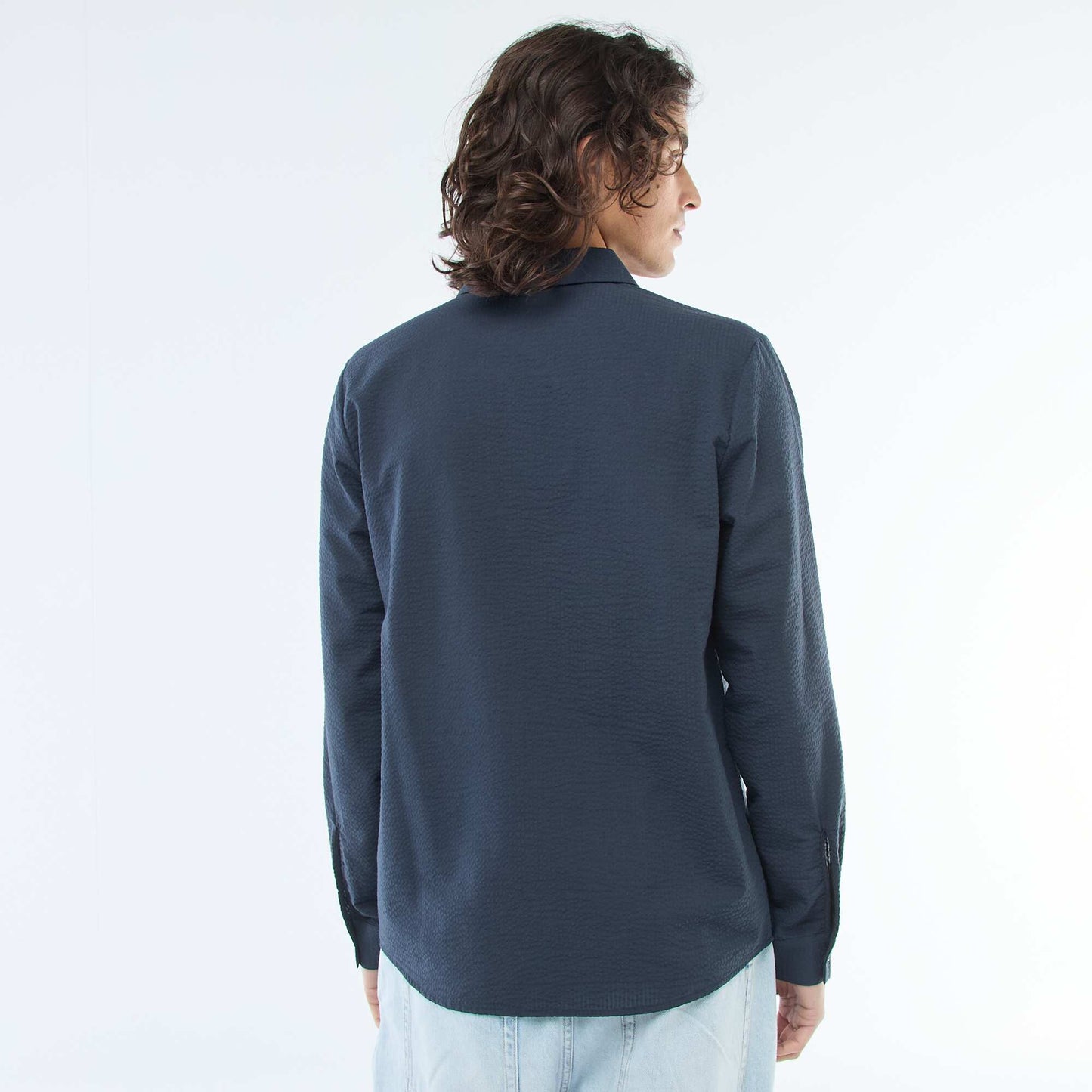 Textured Solid Shirt BLUE
