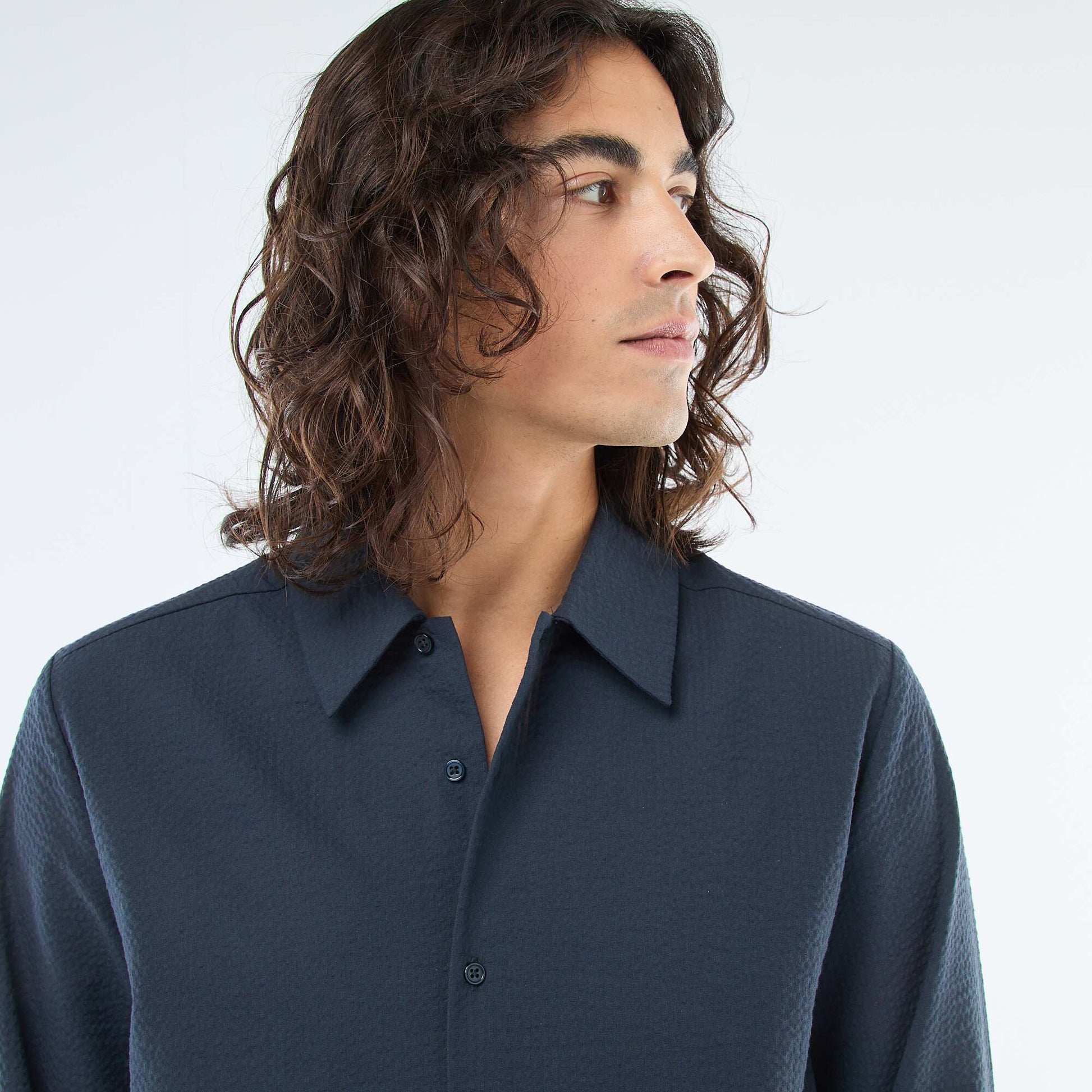 Textured Solid Shirt BLUE