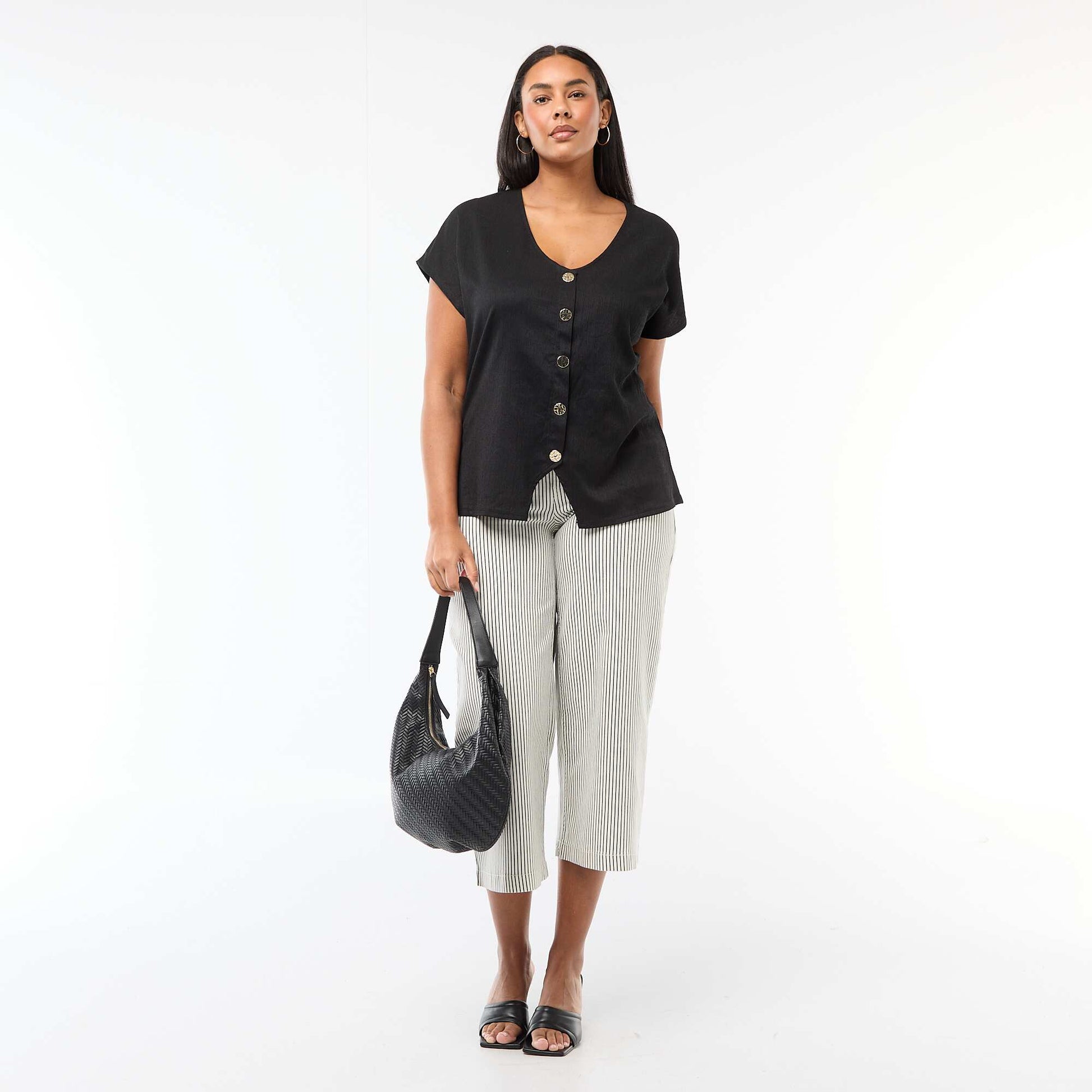 Tank top with gold-tone buttons BLACK
