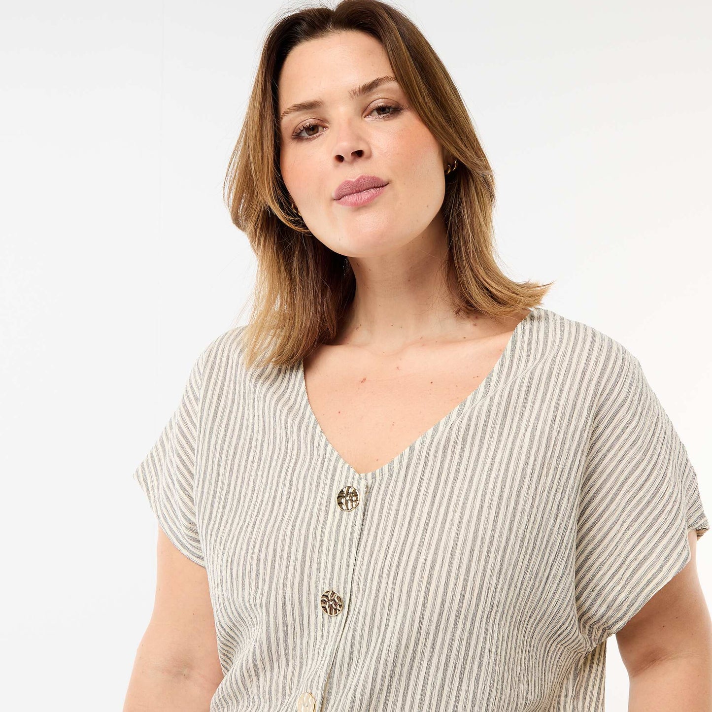 Tank top with gold-tone buttons WHITE