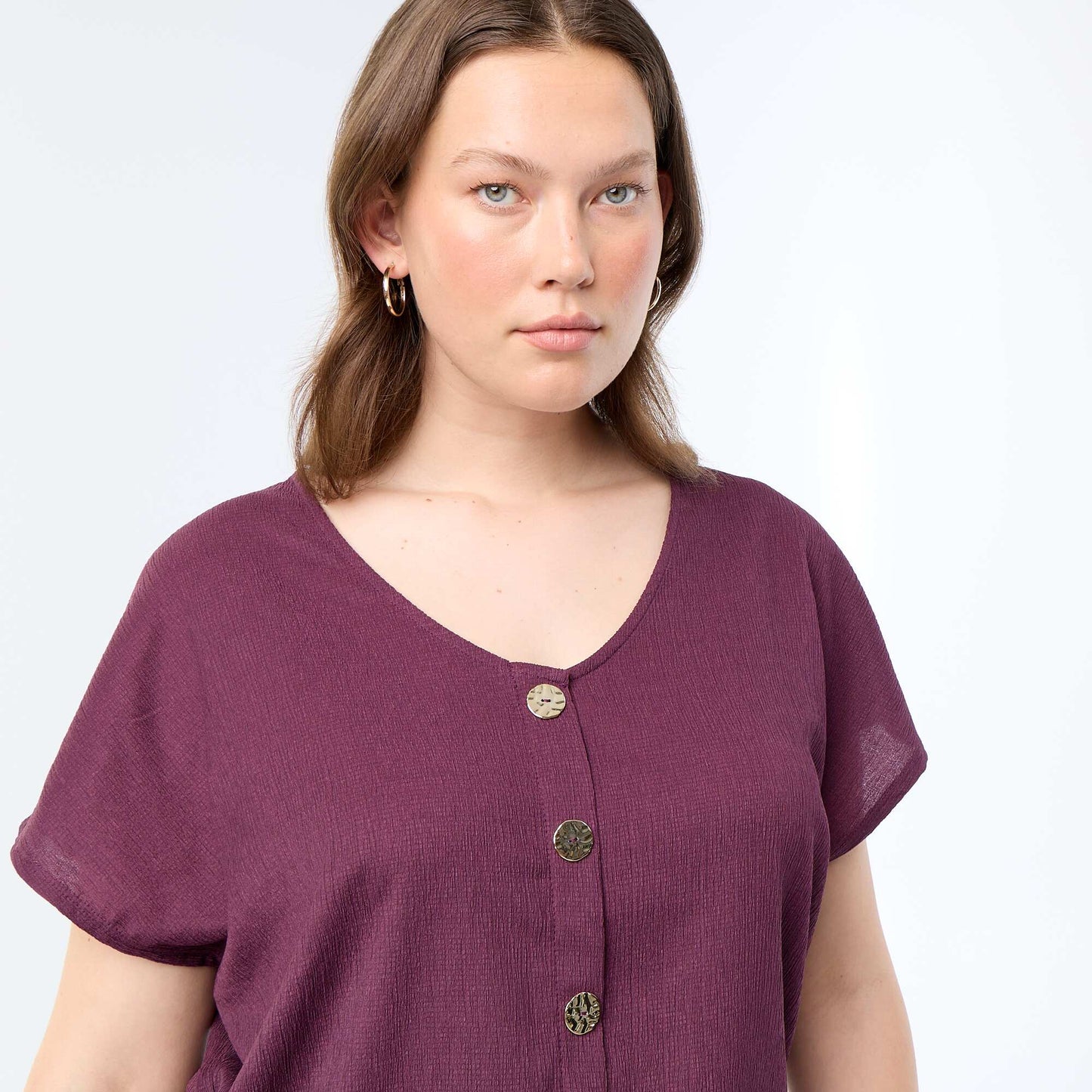 Tank top with gold-tone buttons PURPLE