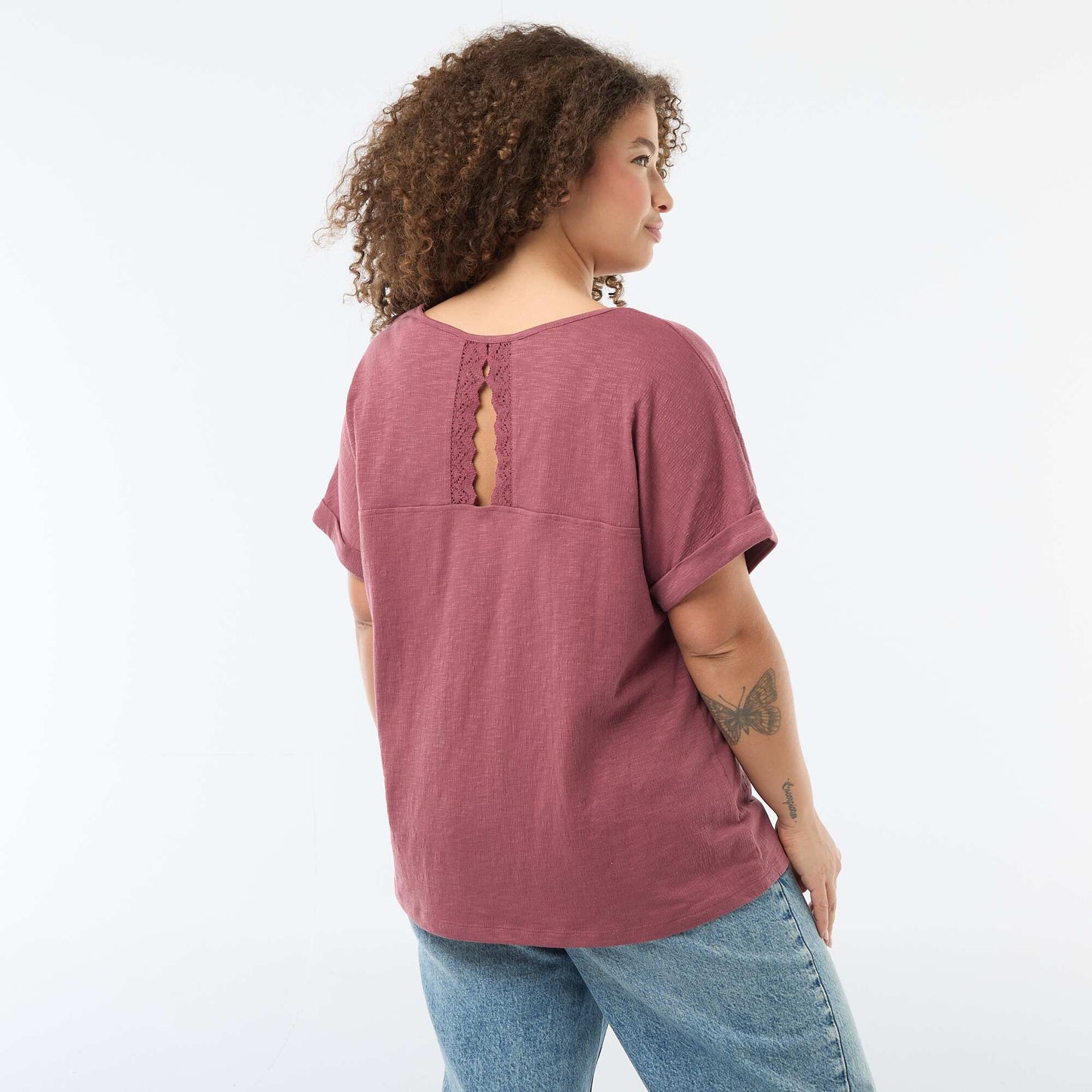 Short-Sleeve Crepe Blouse PINK