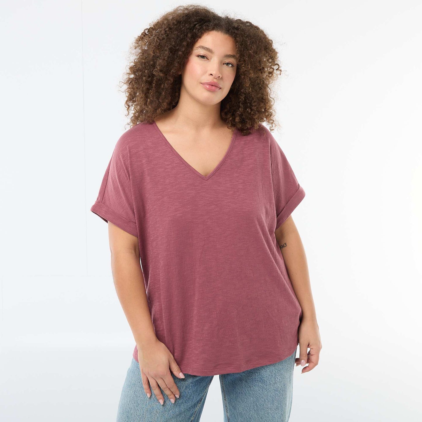 Short-Sleeve Crepe Blouse PINK