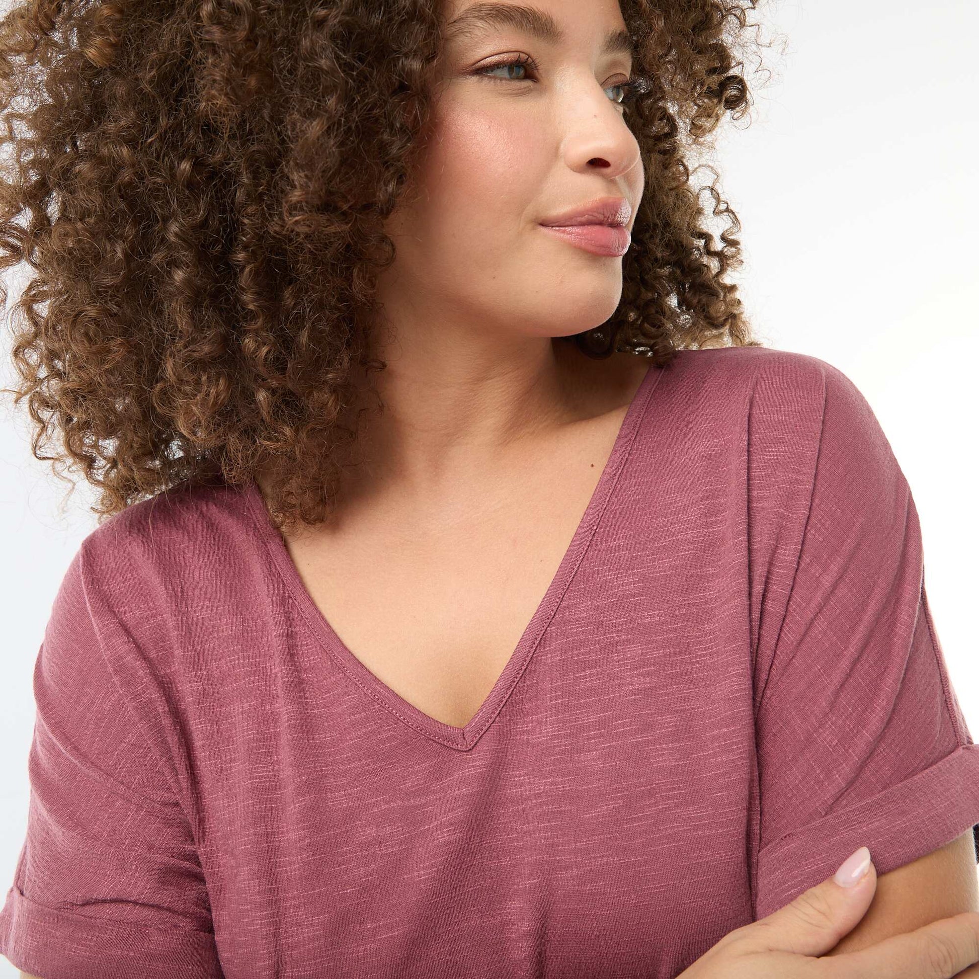 Short-Sleeve Crepe Blouse PINK