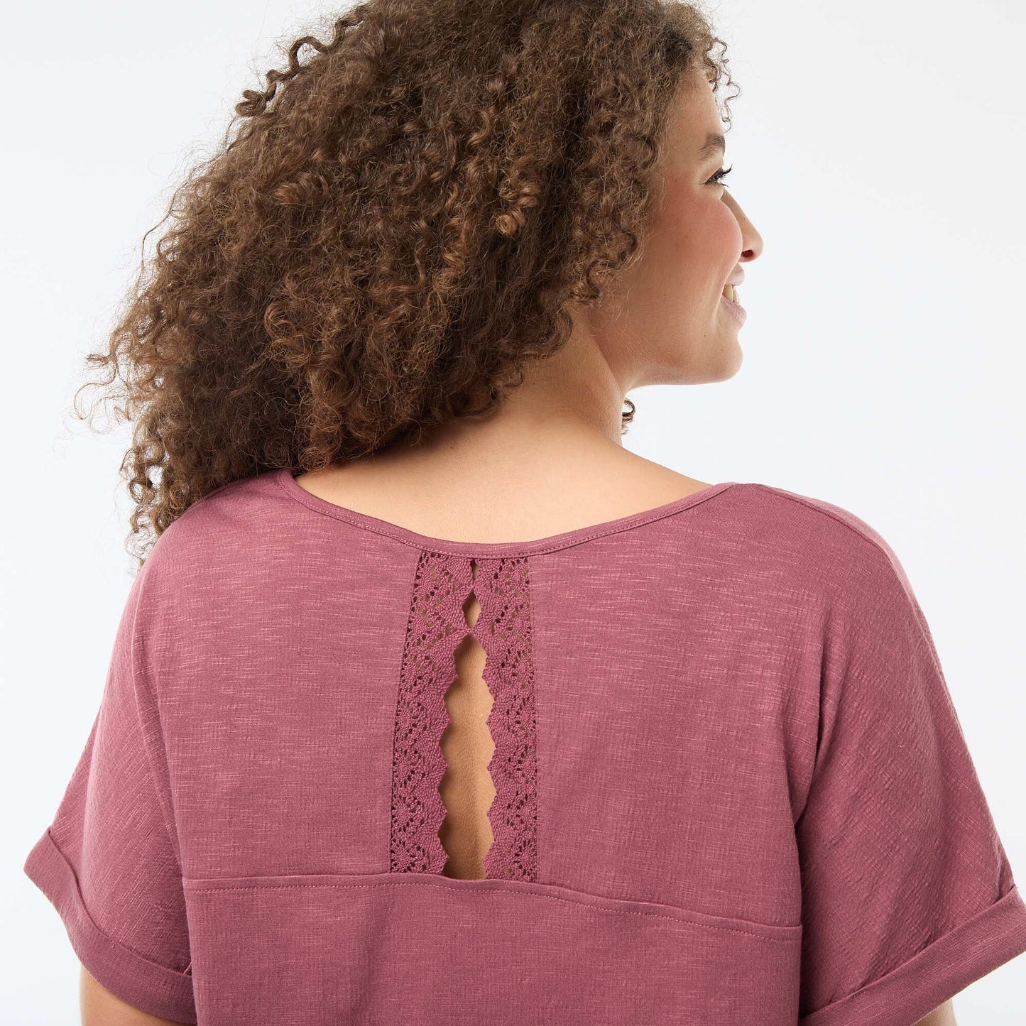 Short-Sleeve Crepe Blouse PINK