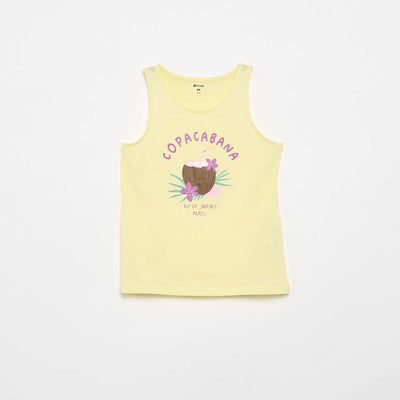 Printed Round Neck Tank Top YELLOW