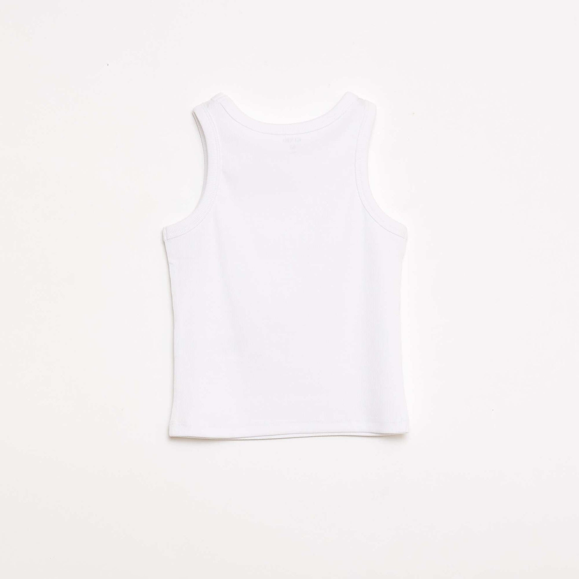 Ribbed Tank Top with Round Neck WHITE
