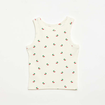 All-Over Ribbed Cotton Tank Top BEIGE