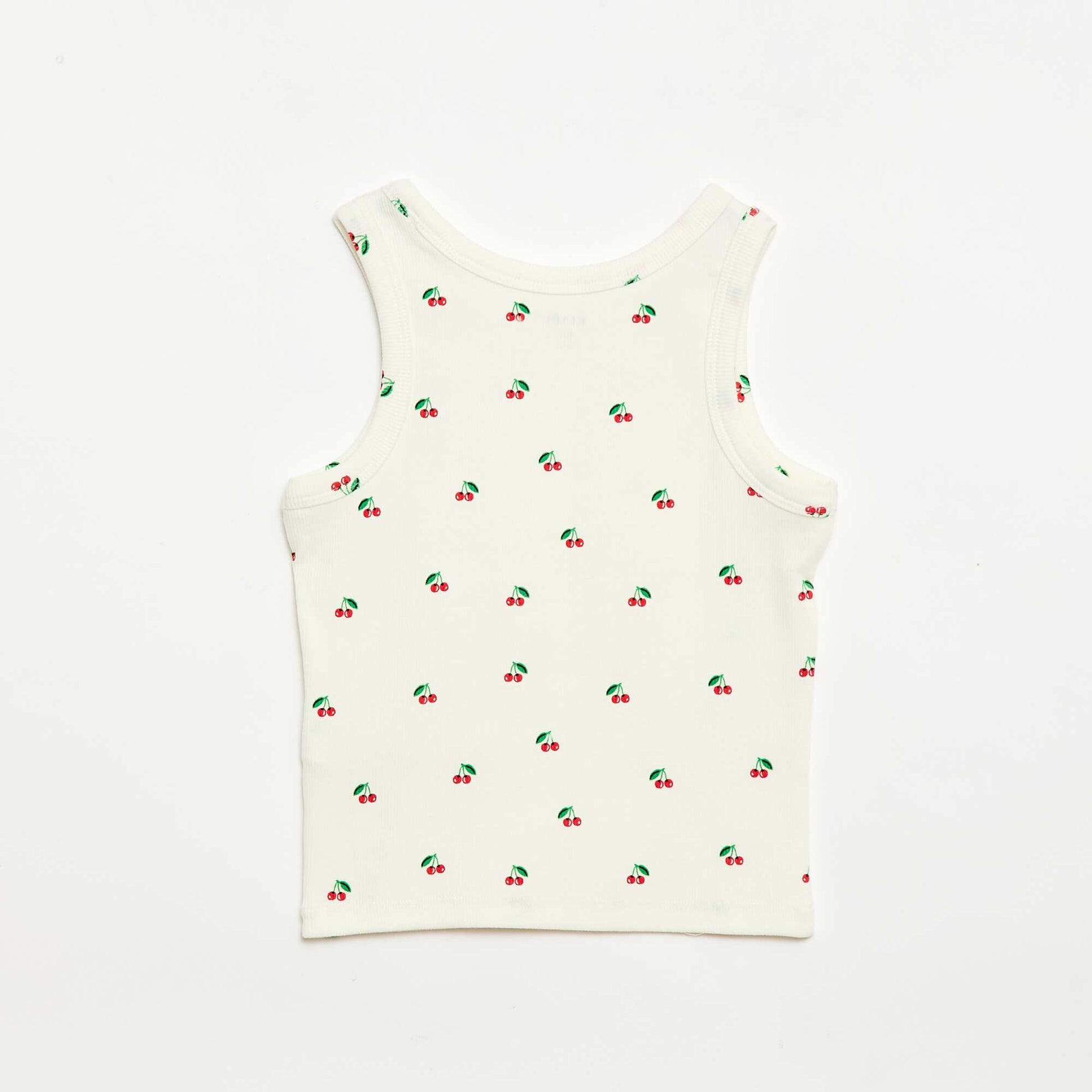 All-Over Ribbed Cotton Tank Top BEIGE