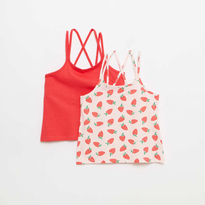 Set of 2 Tank Tops  1 Printed PINK
