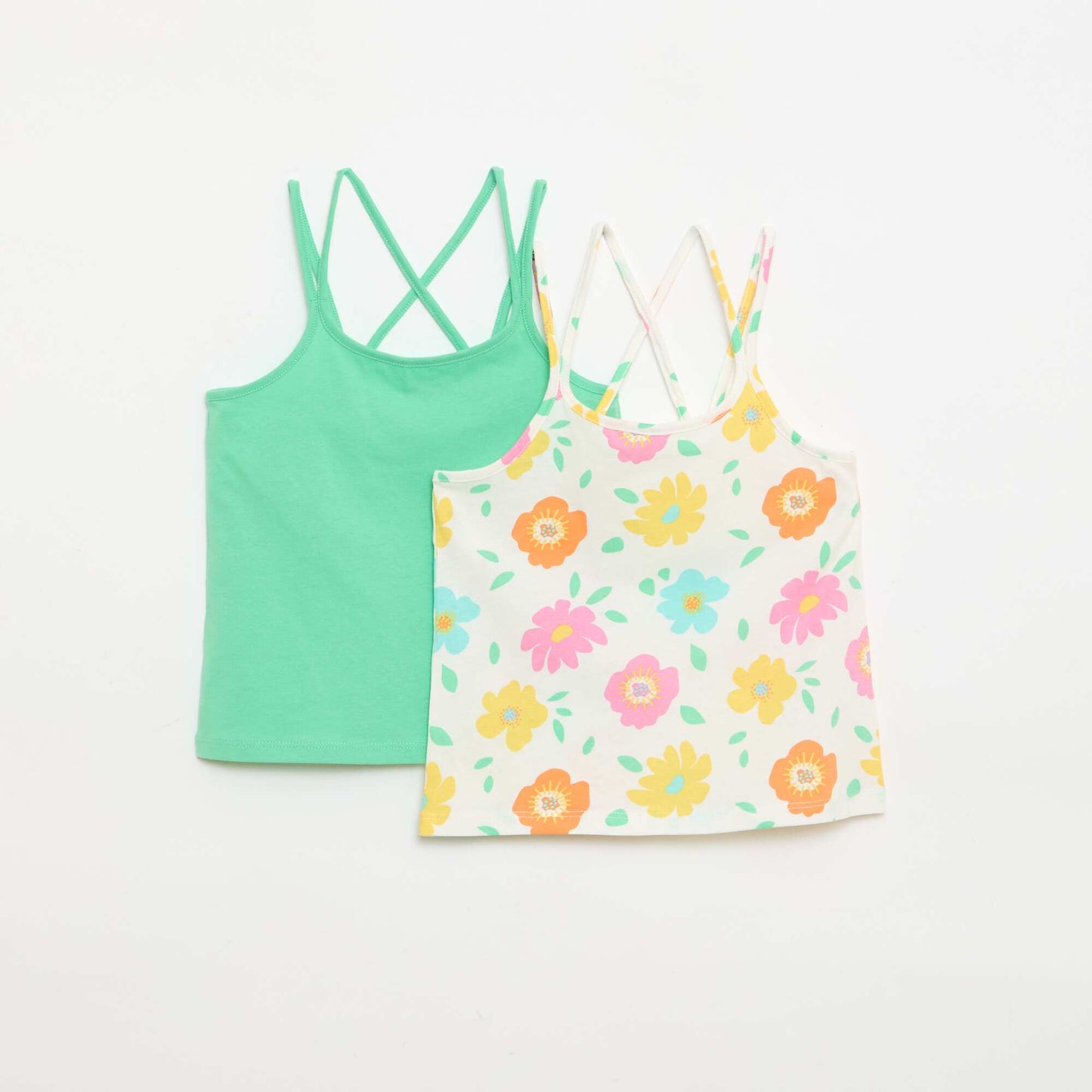 Set of 2 Tank Tops  1 Printed WHITE