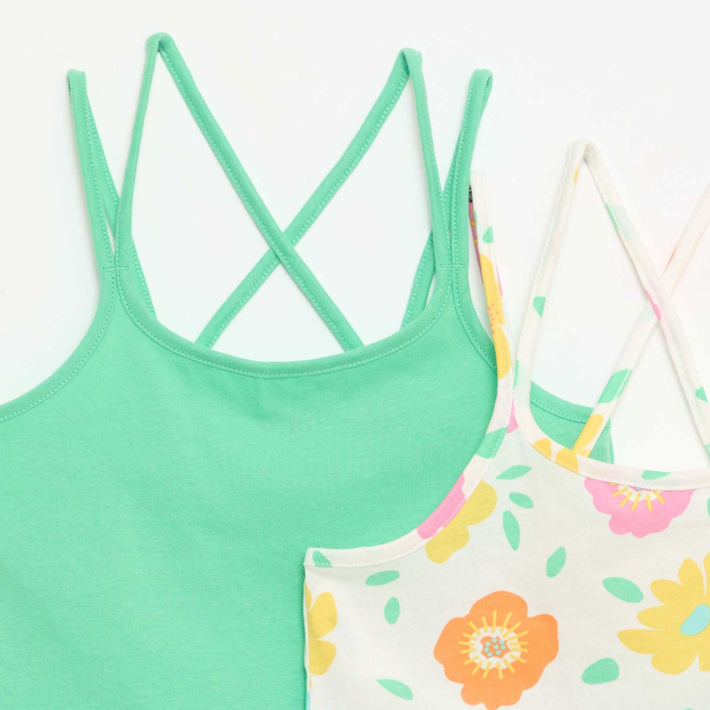 Set of 2 Tank Tops  1 Printed WHITE