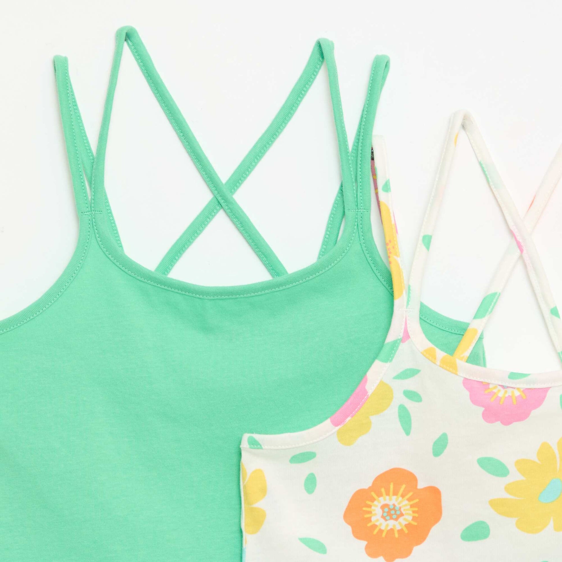 Set of 2 Tank Tops  1 Printed WHITE