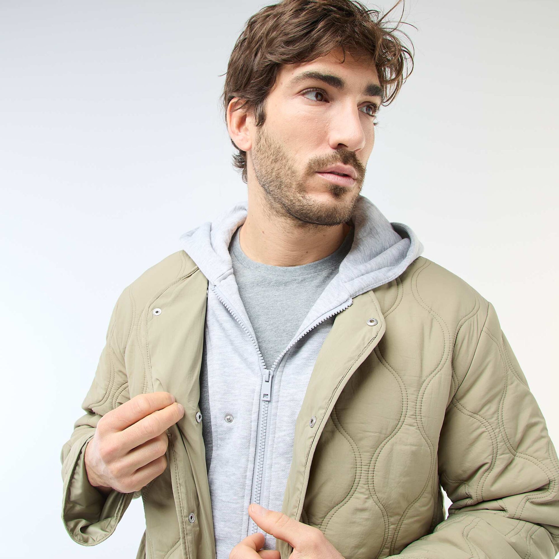 Hooded Jacket with Removable Fleece Bib GREEN