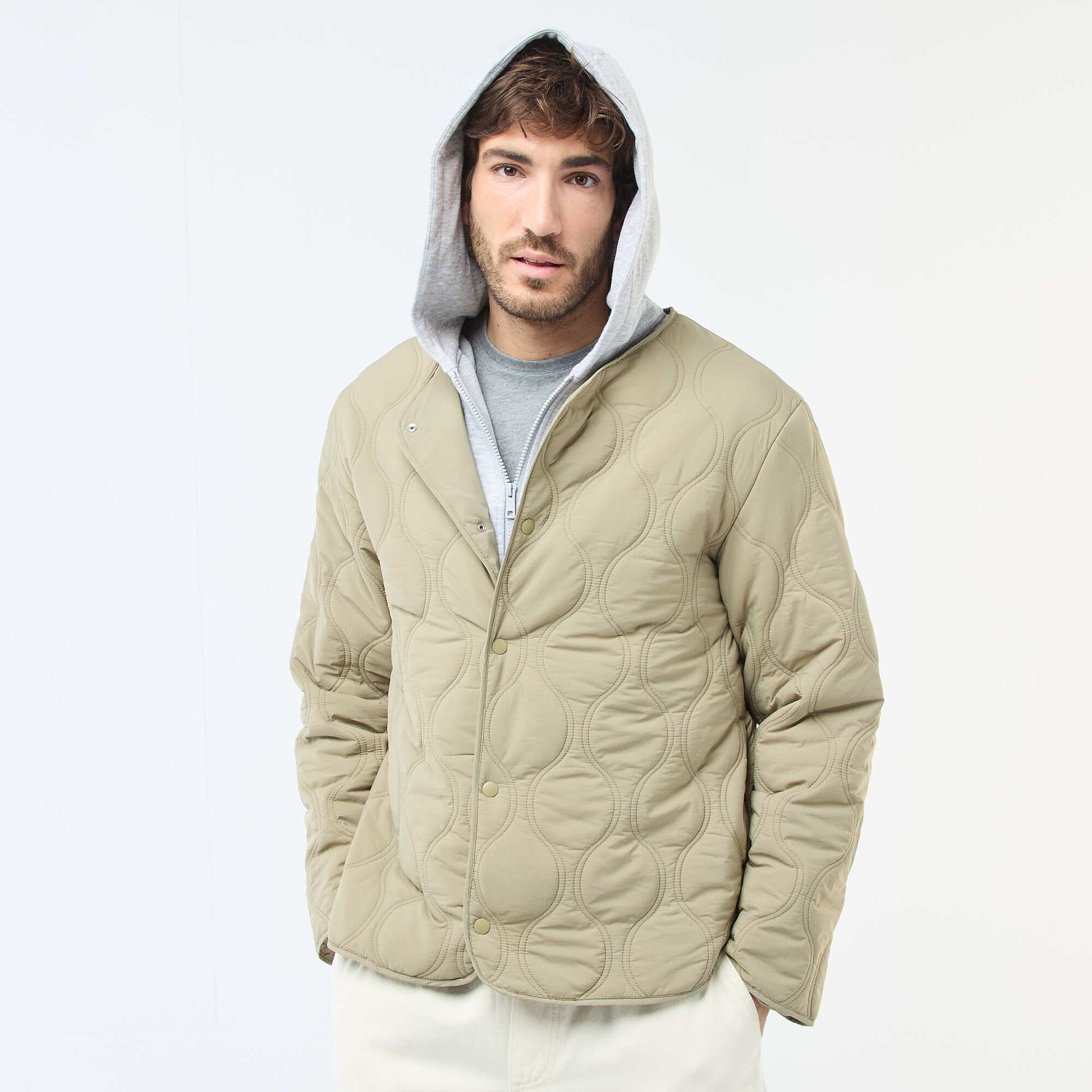 Hooded Jacket with Removable Fleece Bib GREEN