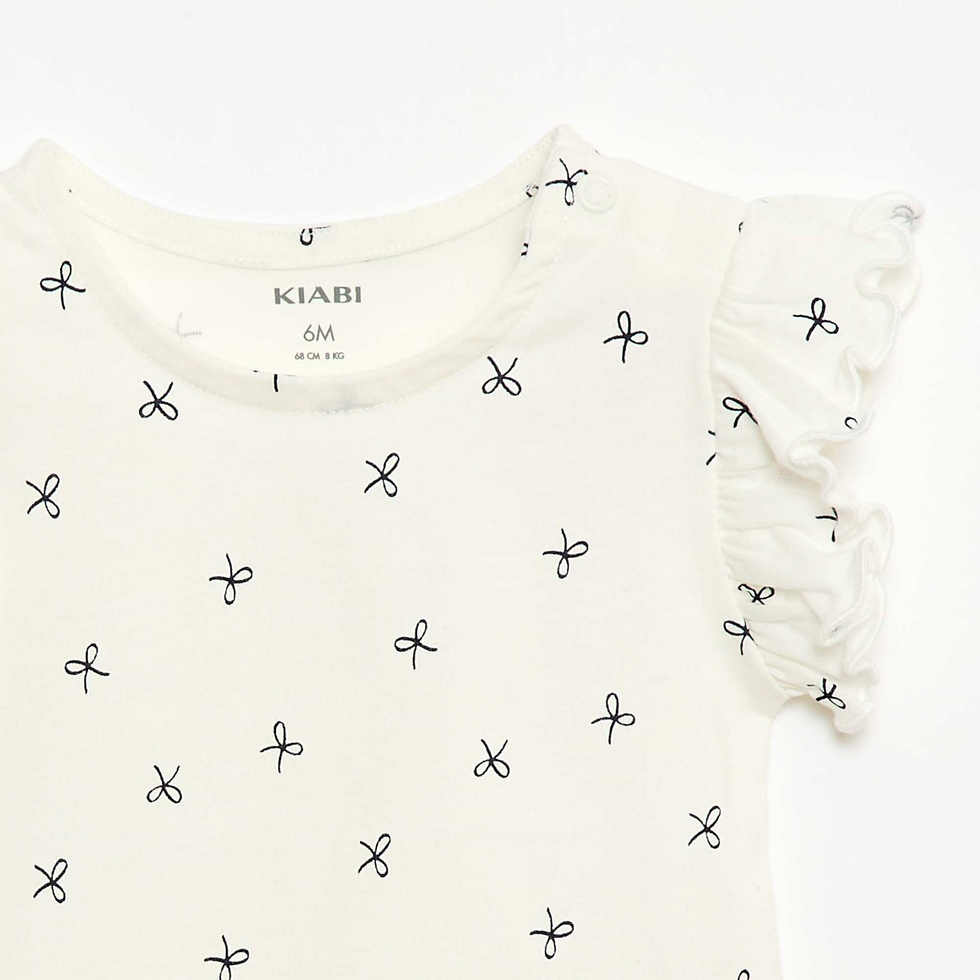 Short-Sleeve Jersey T-Shirt with Ruffled Sleeves WHITE