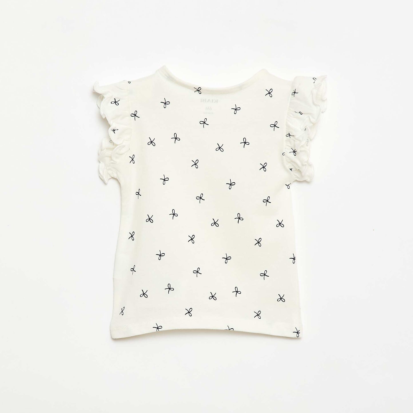 Short-Sleeve Jersey T-Shirt with Ruffled Sleeves WHITE