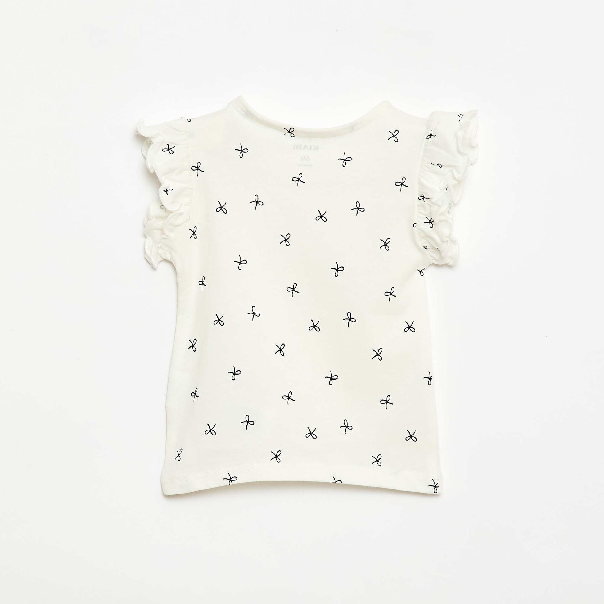 Short-Sleeve Jersey T-Shirt with Ruffled Sleeves WHITE