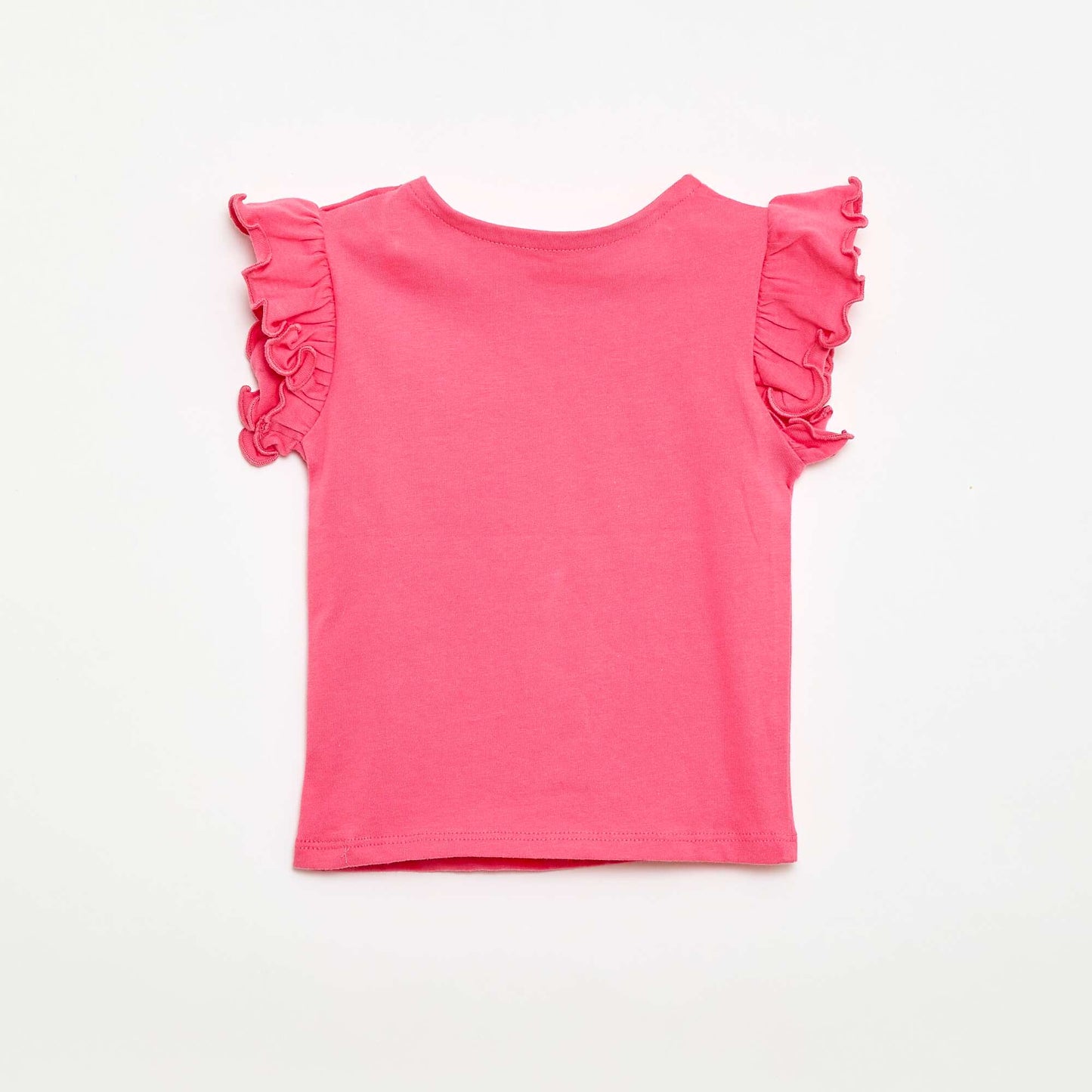 Short-Sleeve Jersey T-Shirt with Ruffled Sleeves PINK