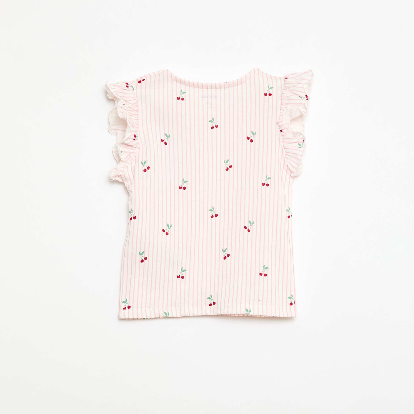 Short-Sleeve Jersey T-Shirt with Ruffled Sleeves PINK
