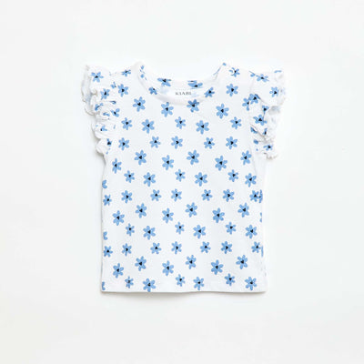Short-Sleeve Jersey T-Shirt with Ruffled Sleeves WHITE