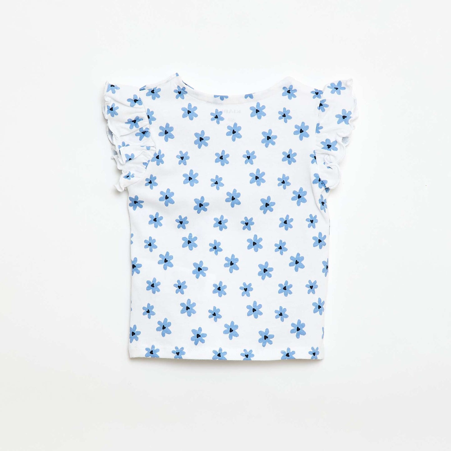 Short-Sleeve Jersey T-Shirt with Ruffled Sleeves WHITE