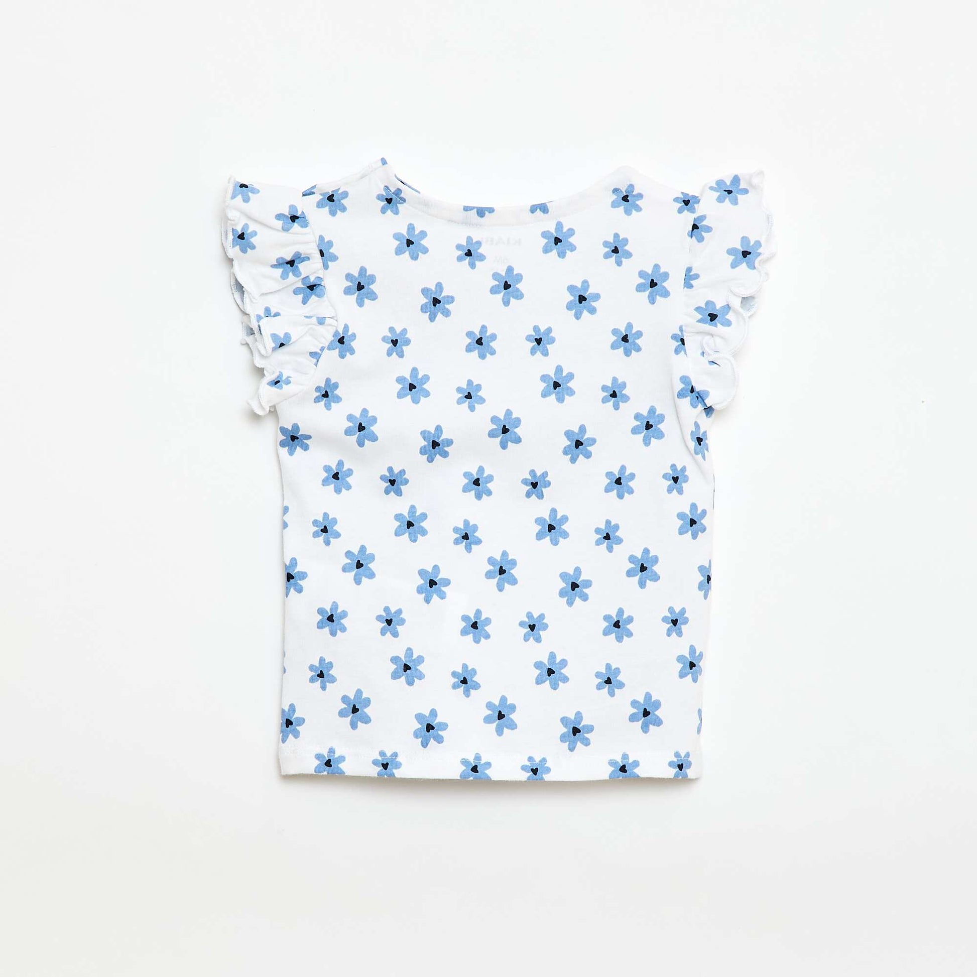 Short-Sleeve Jersey T-Shirt with Ruffled Sleeves WHITE