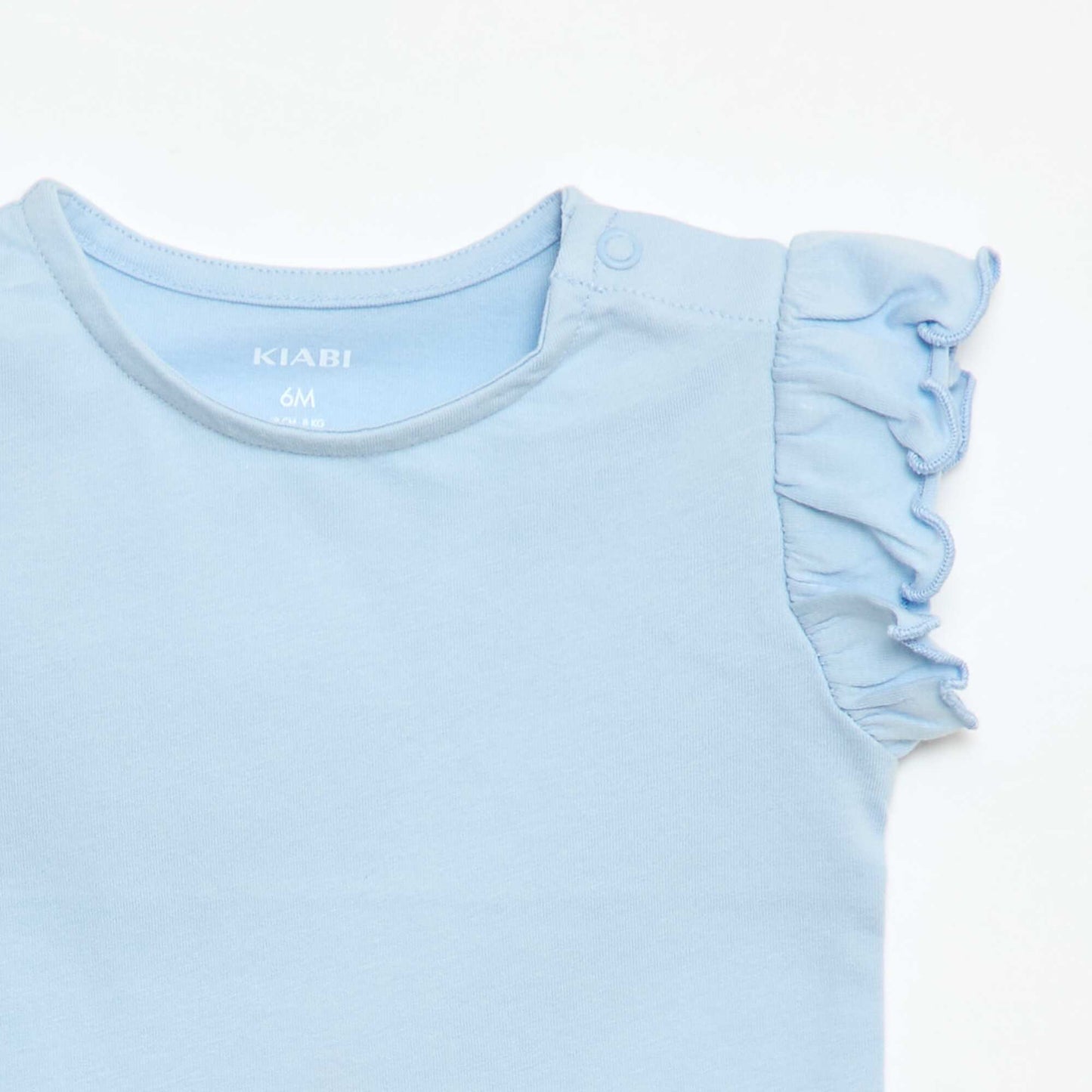 Short-Sleeve Jersey T-Shirt with Ruffled Sleeves BLUE