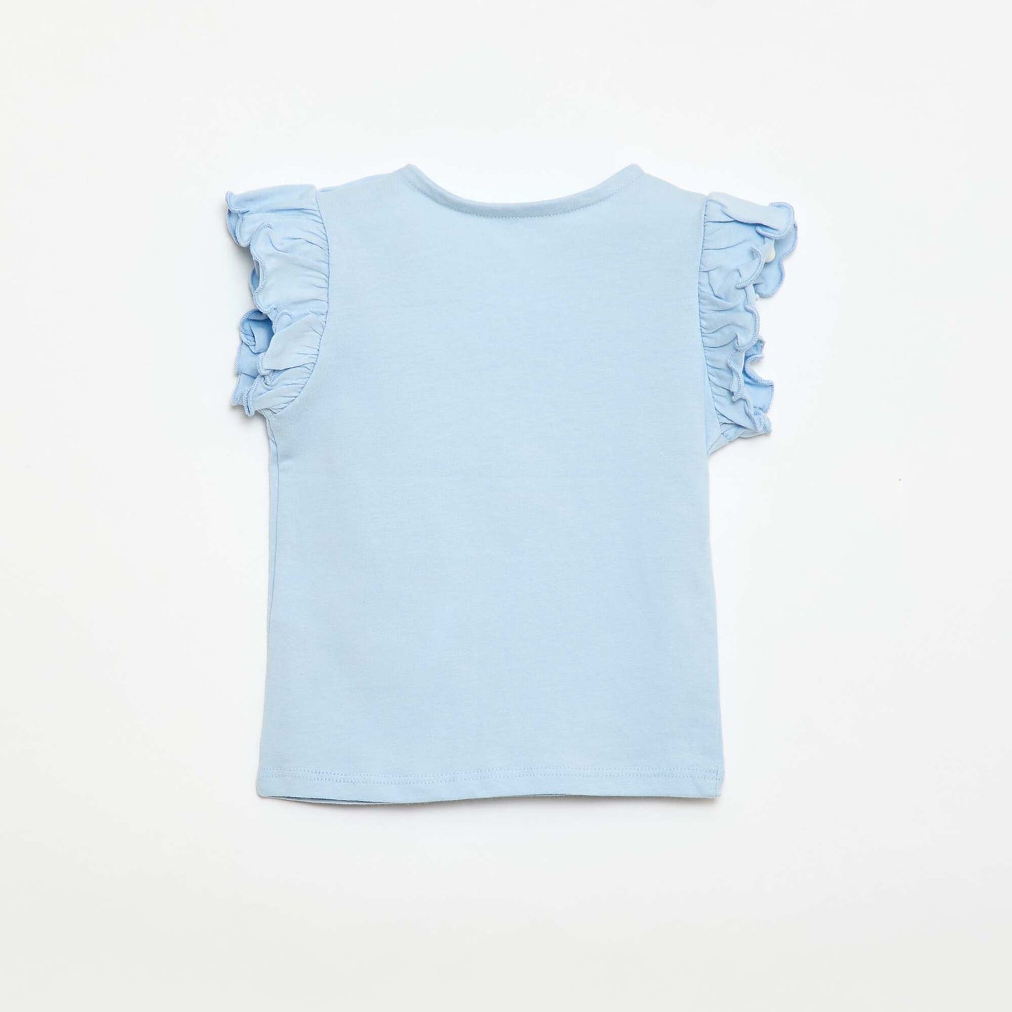 Short-Sleeve Jersey T-Shirt with Ruffled Sleeves BLUE