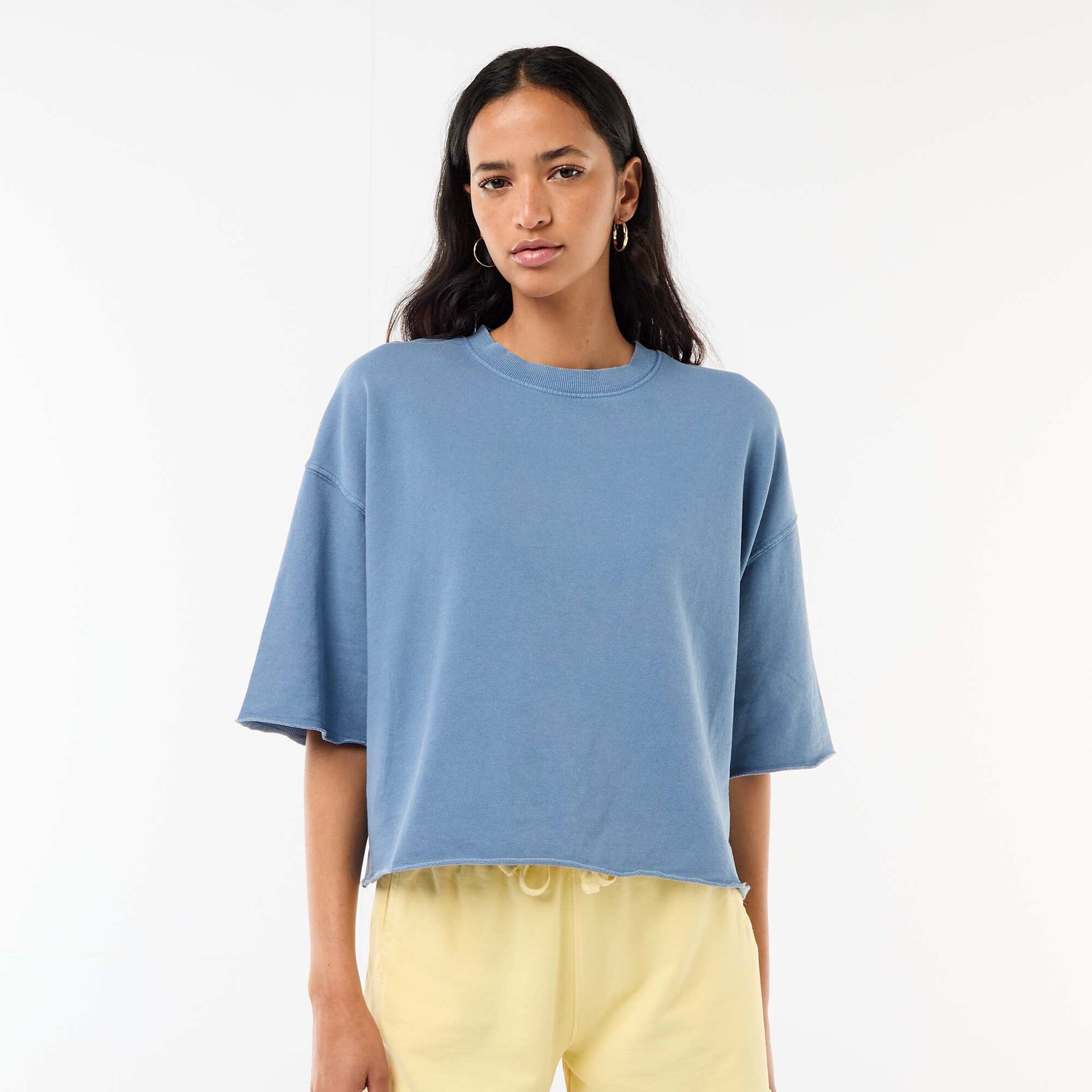 3/4 Sleeve French Terry T-shirt BLUE