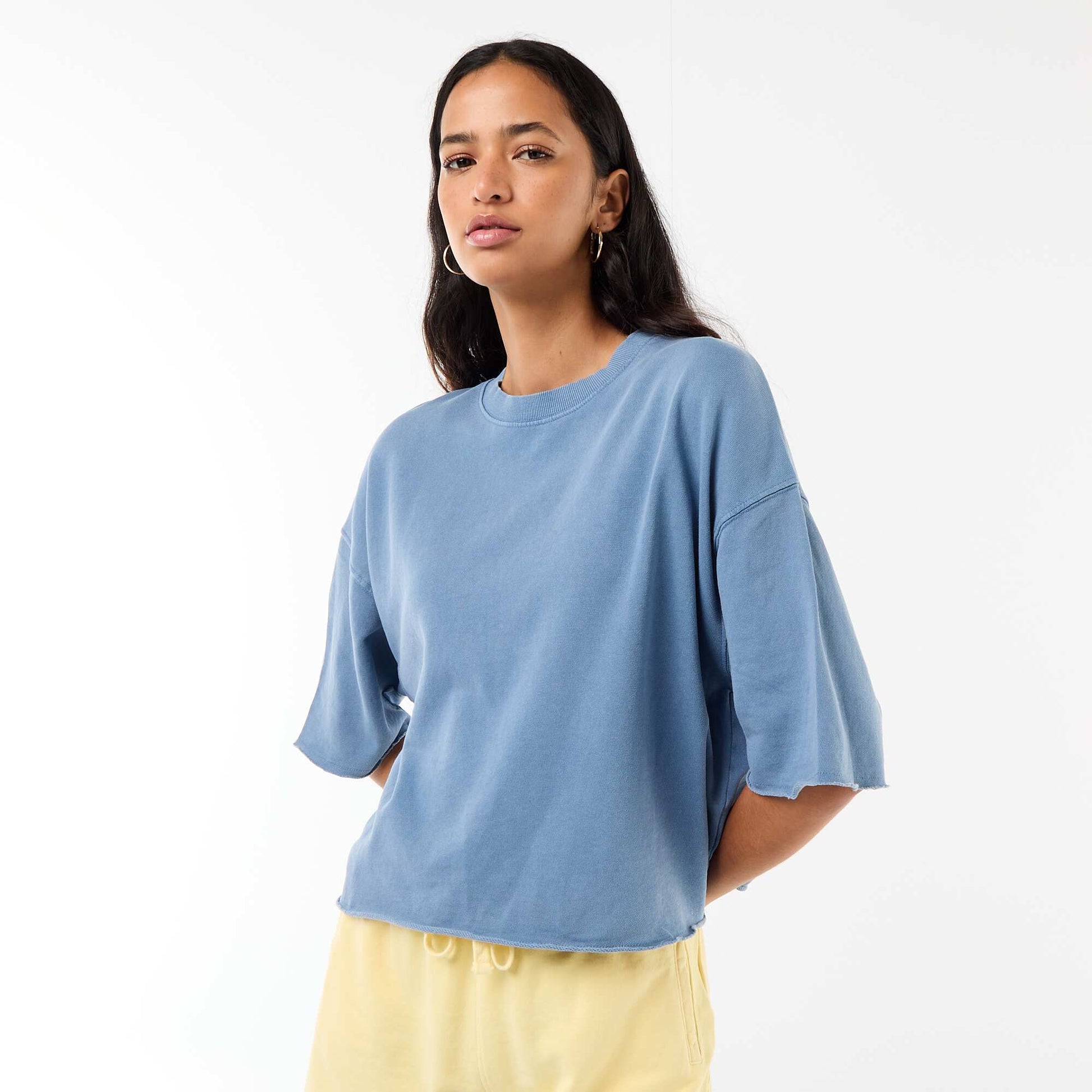 3/4 Sleeve French Terry T-shirt BLUE