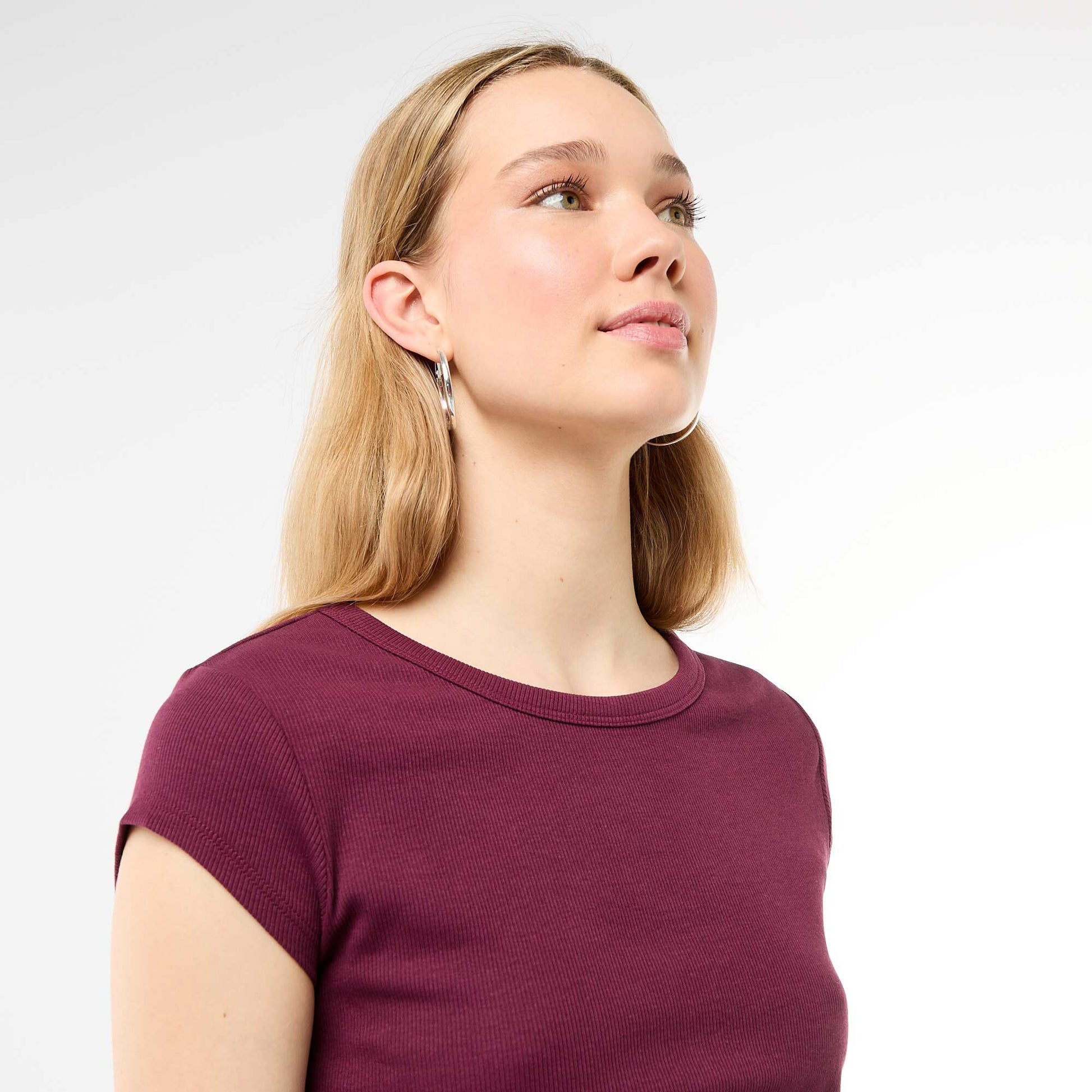Ribbed Short-Sleeve Jersey T-Shirt PINK