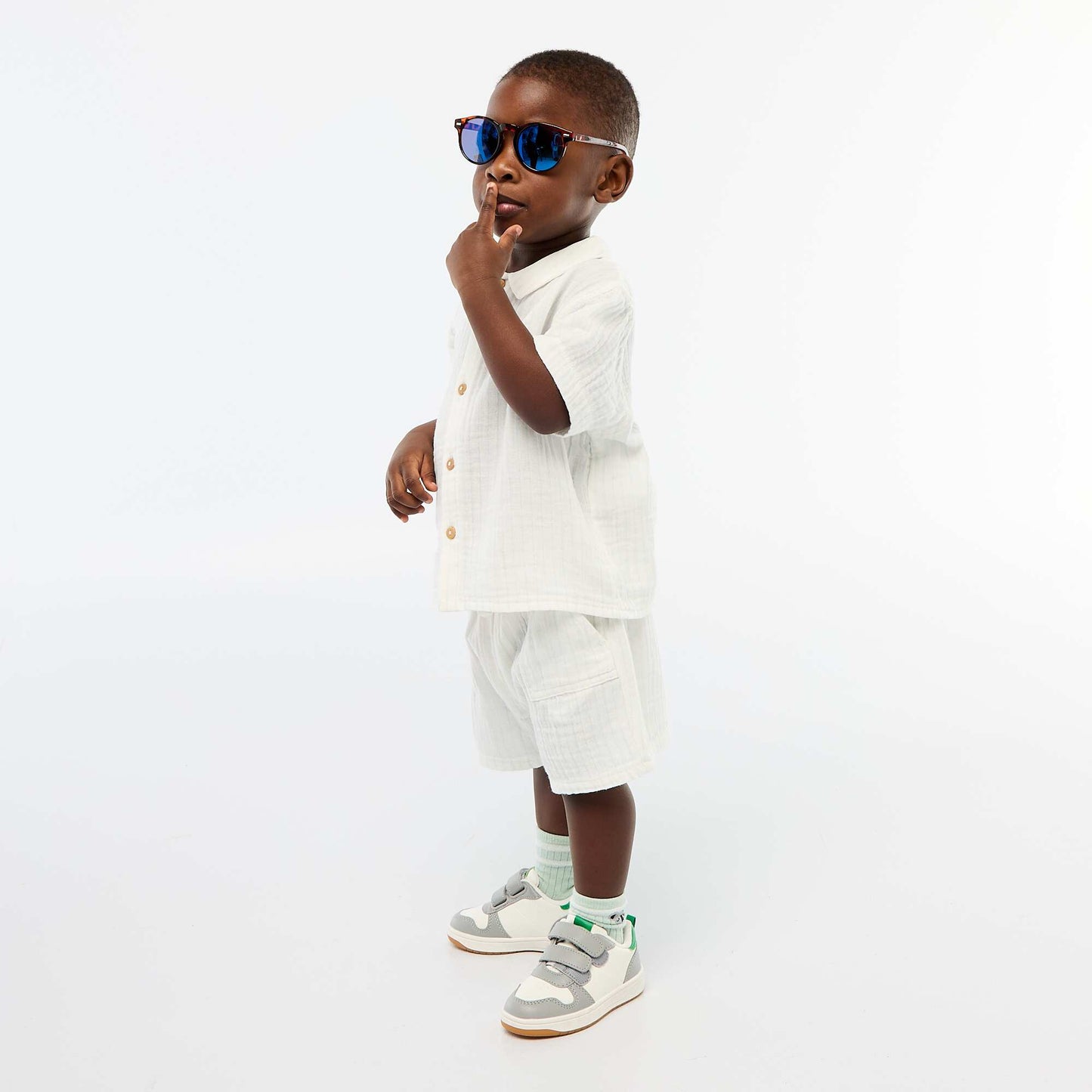 Two-piece shirt and shorts set WHITE