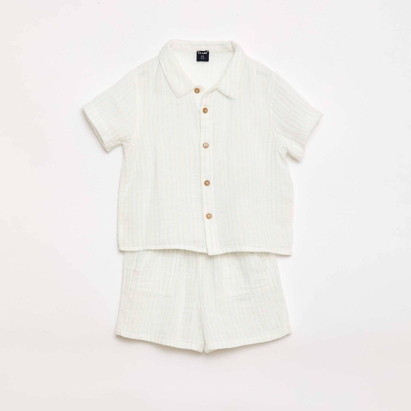 Two-piece shirt and shorts set WHITE