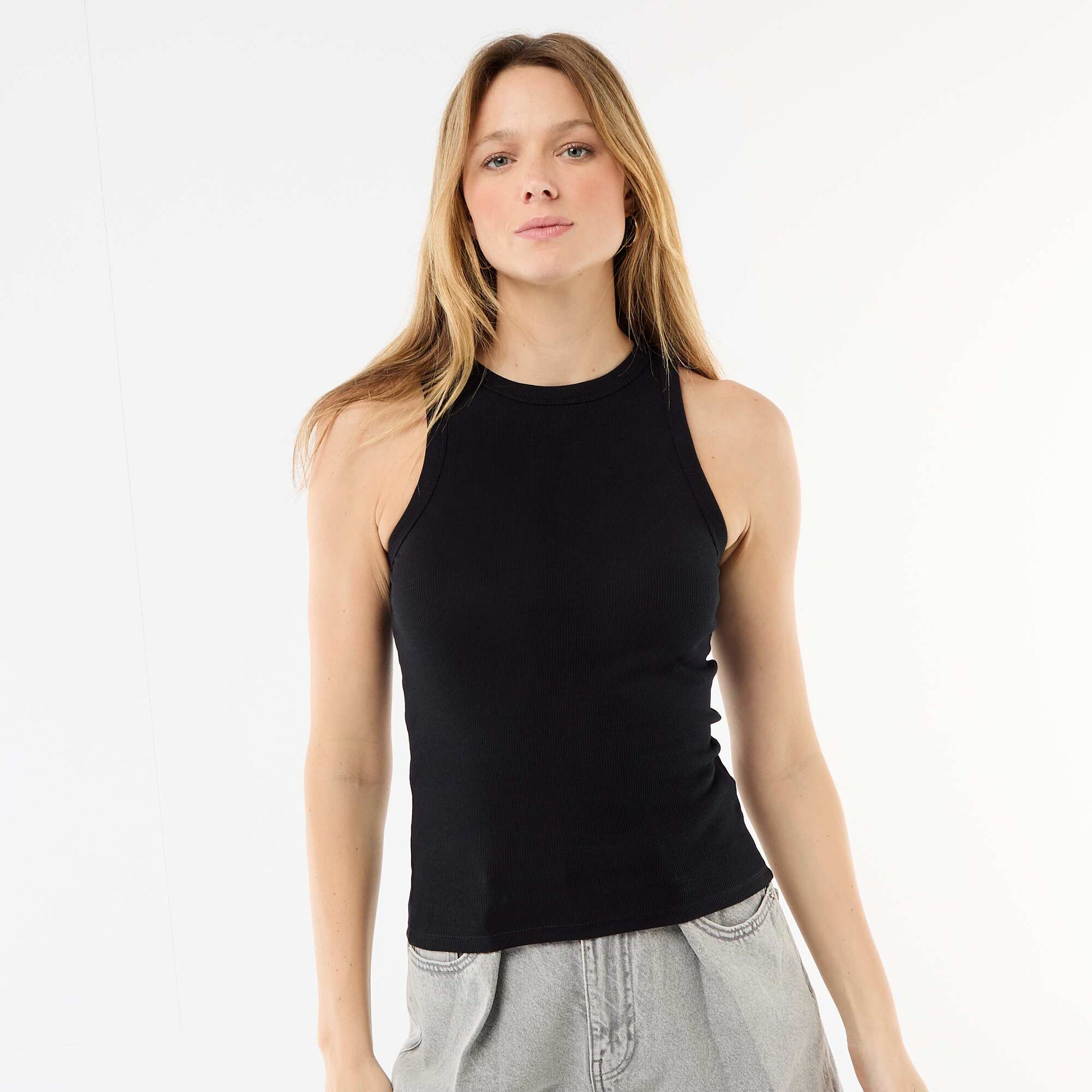 Sleeveless Tank Top with American Armholes BLACK