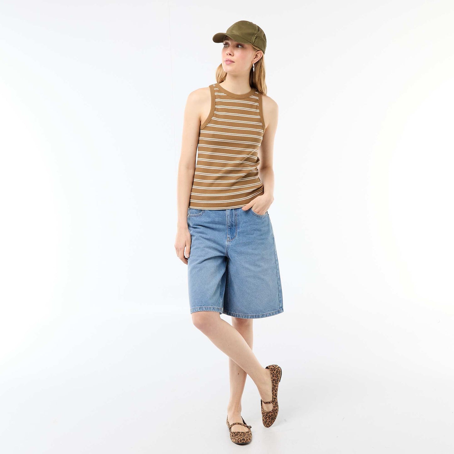 Sleeveless Tank Top with American Armholes BROWN