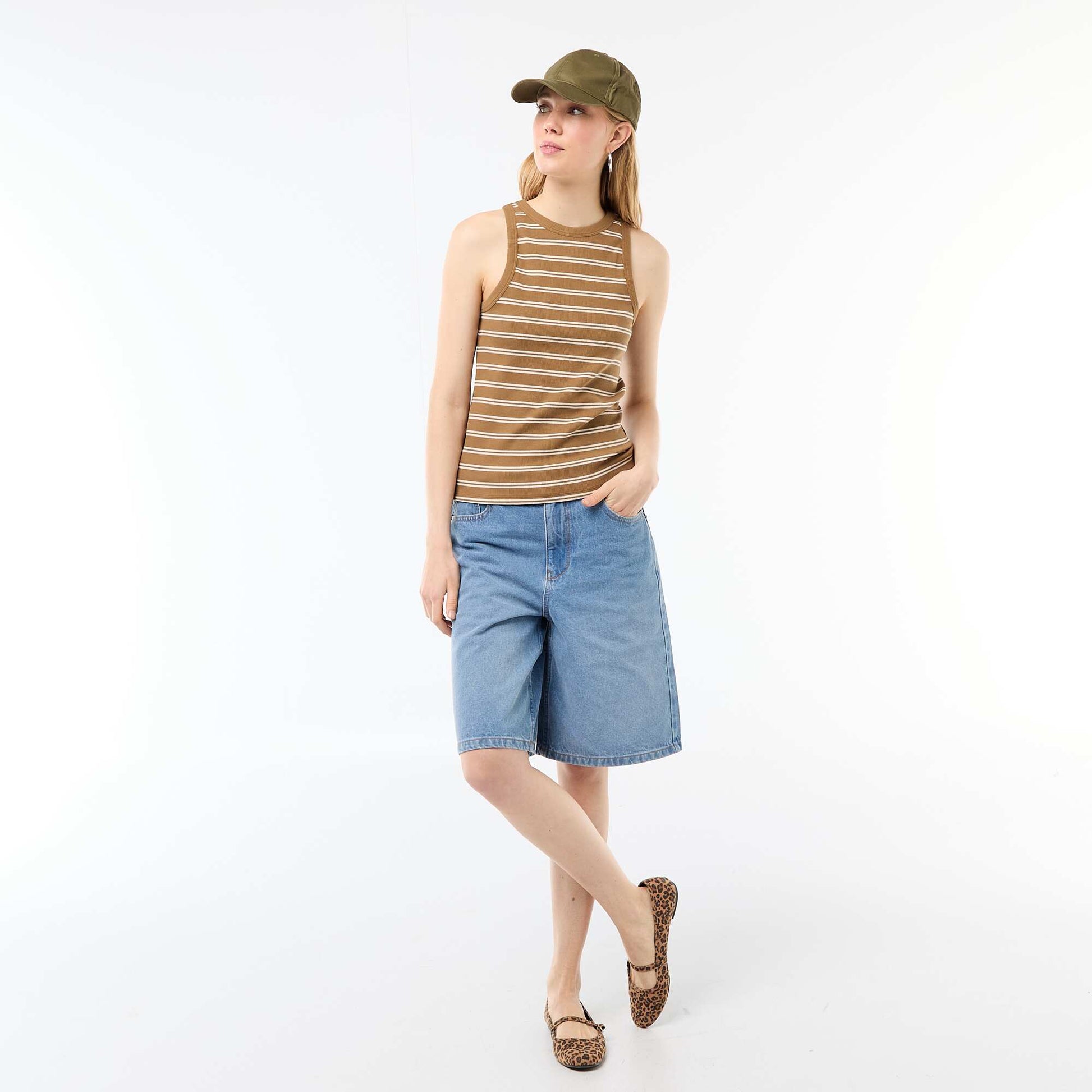 Sleeveless Tank Top with American Armholes BROWN