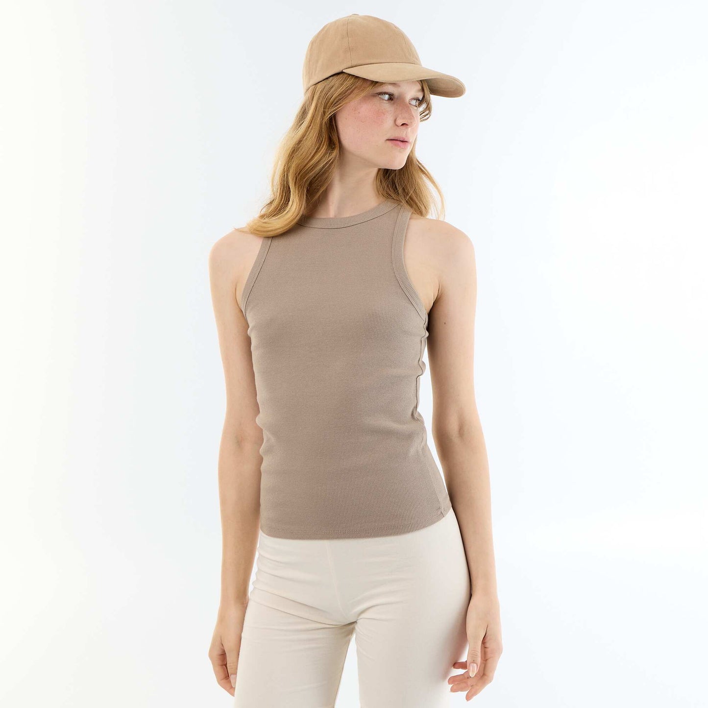 Sleeveless Tank Top with American Armholes BROWN
