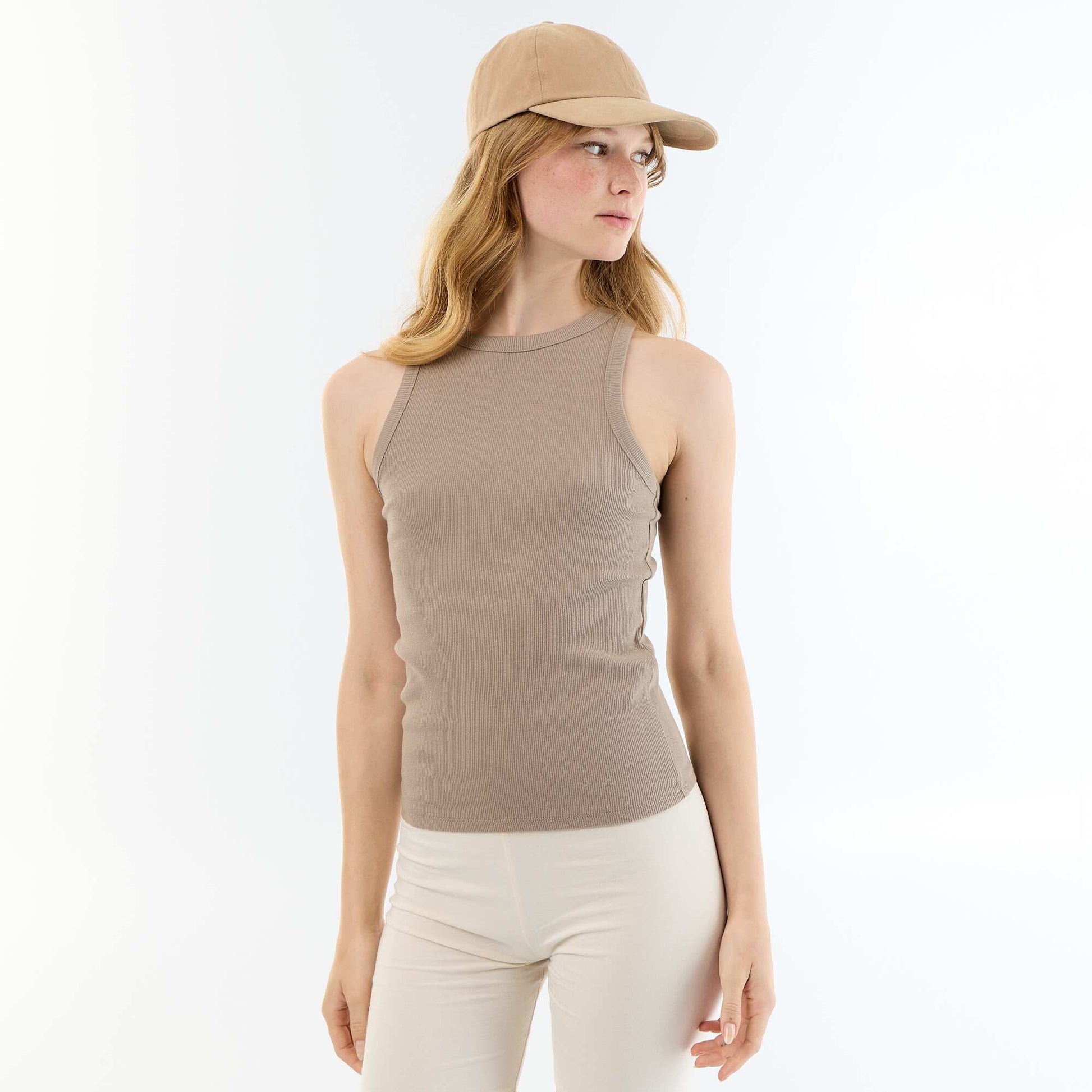 Sleeveless Tank Top with American Armholes BROWN