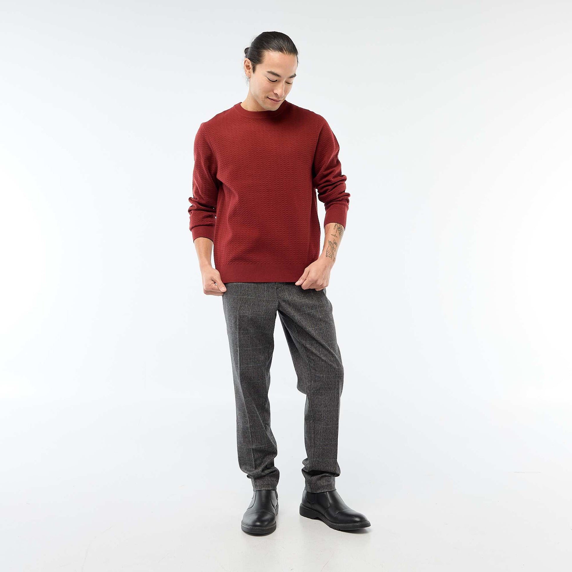 Checked Jogger-Style Trousers BLACK