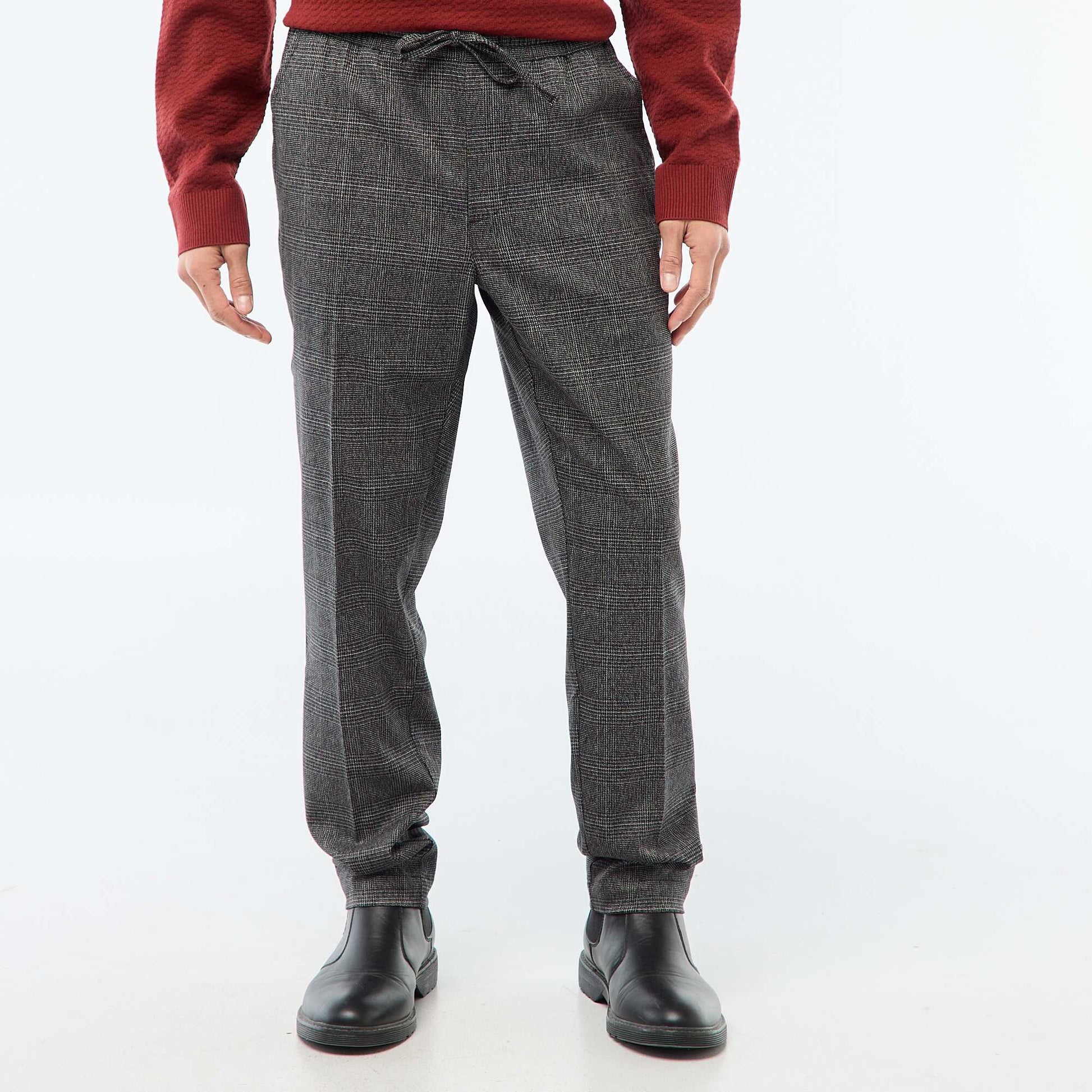 Checked Jogger-Style Trousers BLACK