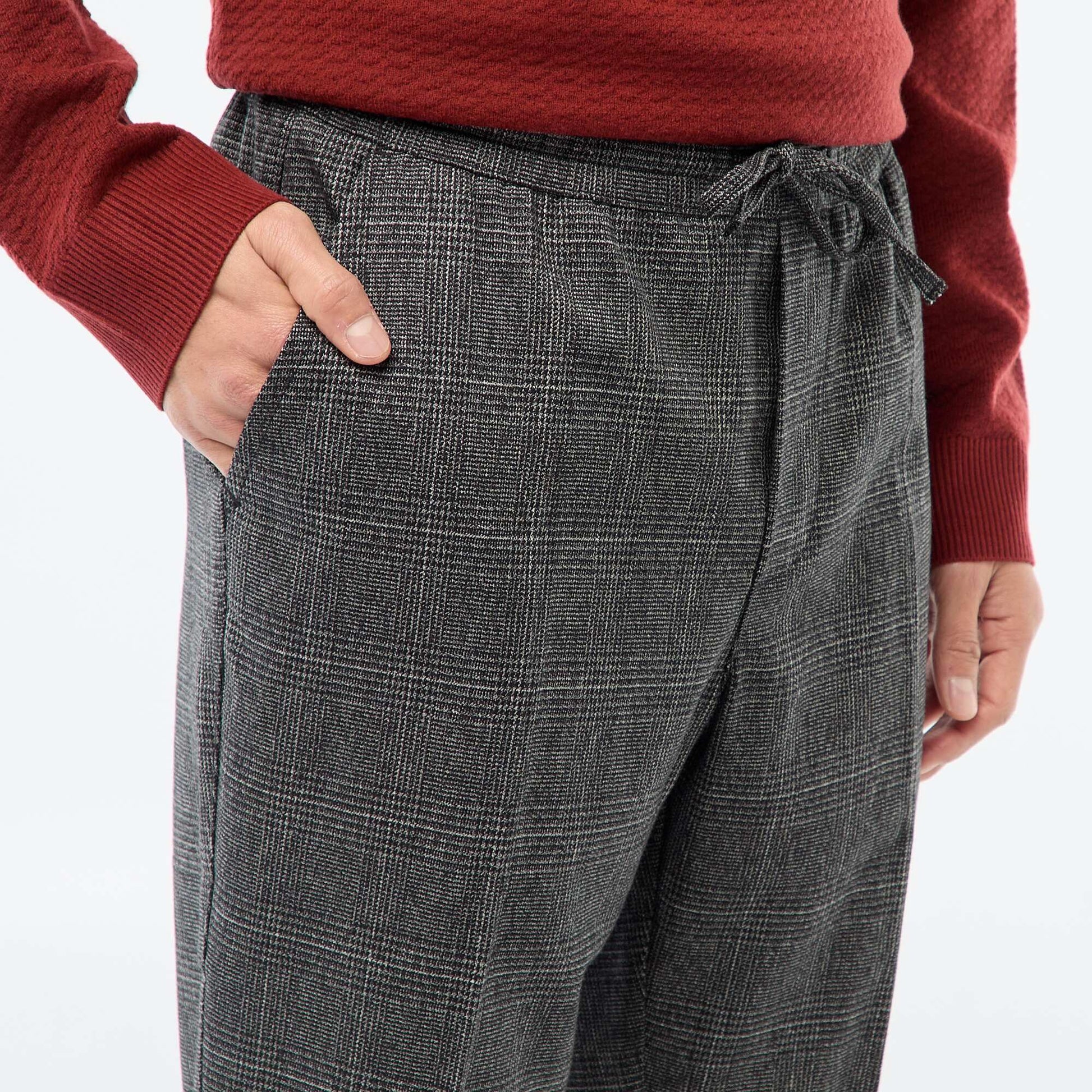 Checked Jogger-Style Trousers BLACK