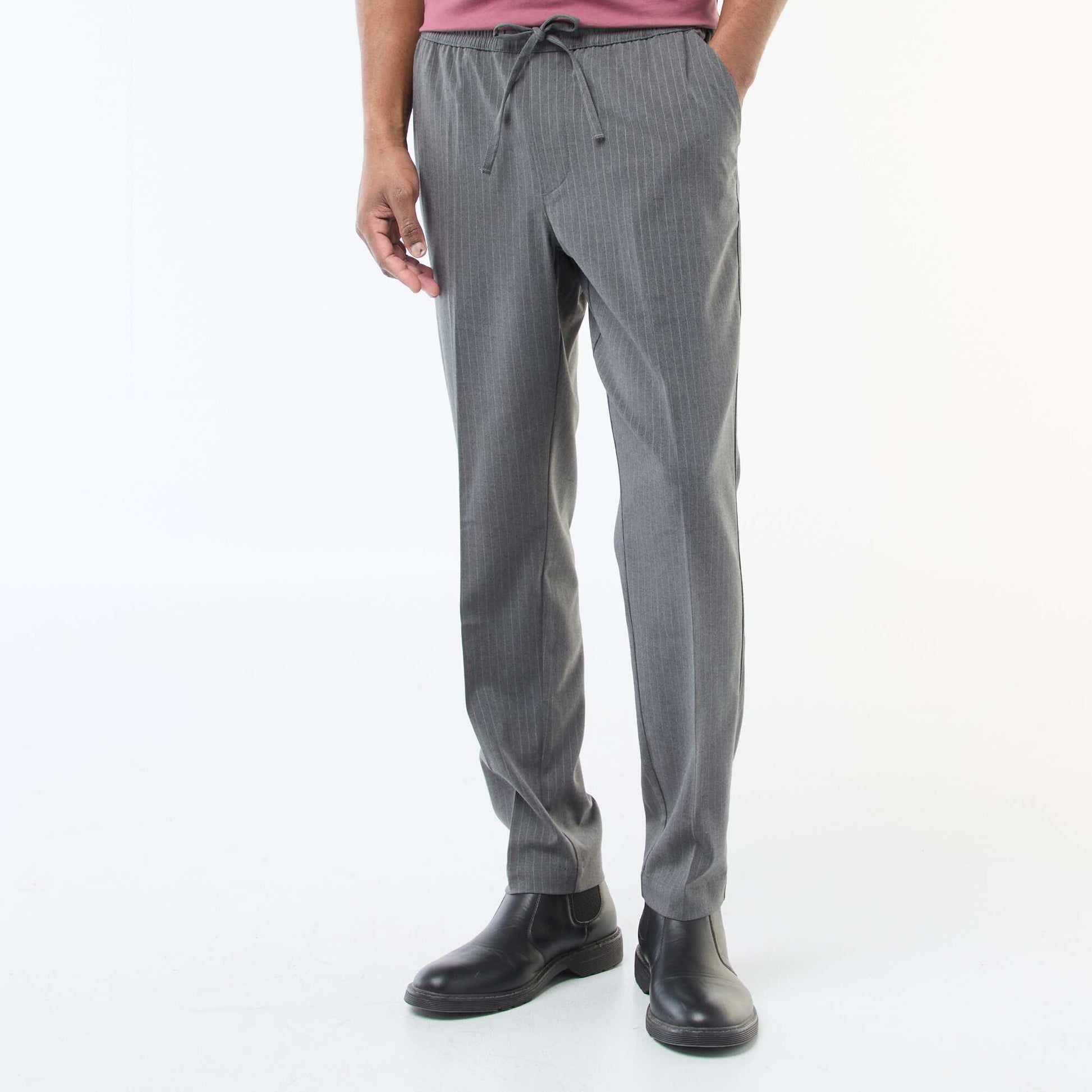 Pinstripe City Trousers BLACK