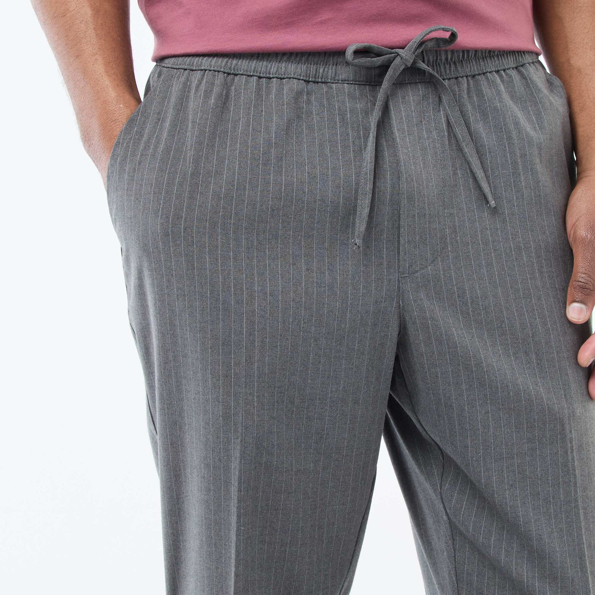 Pinstripe City Trousers BLACK